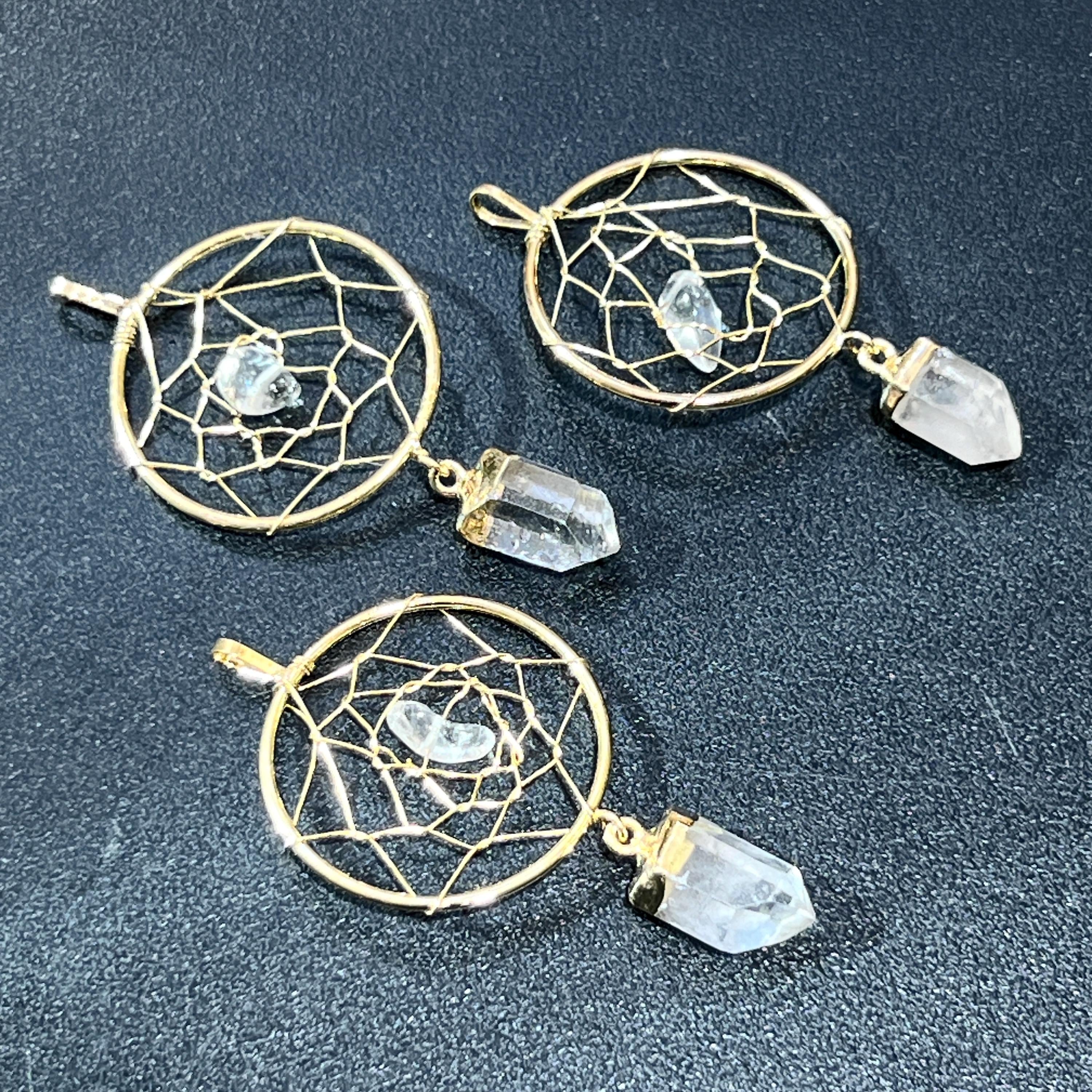 Dreamcatcher Crystal Pendant (Quartz Point)(Gold Plated) Amazing Crystals