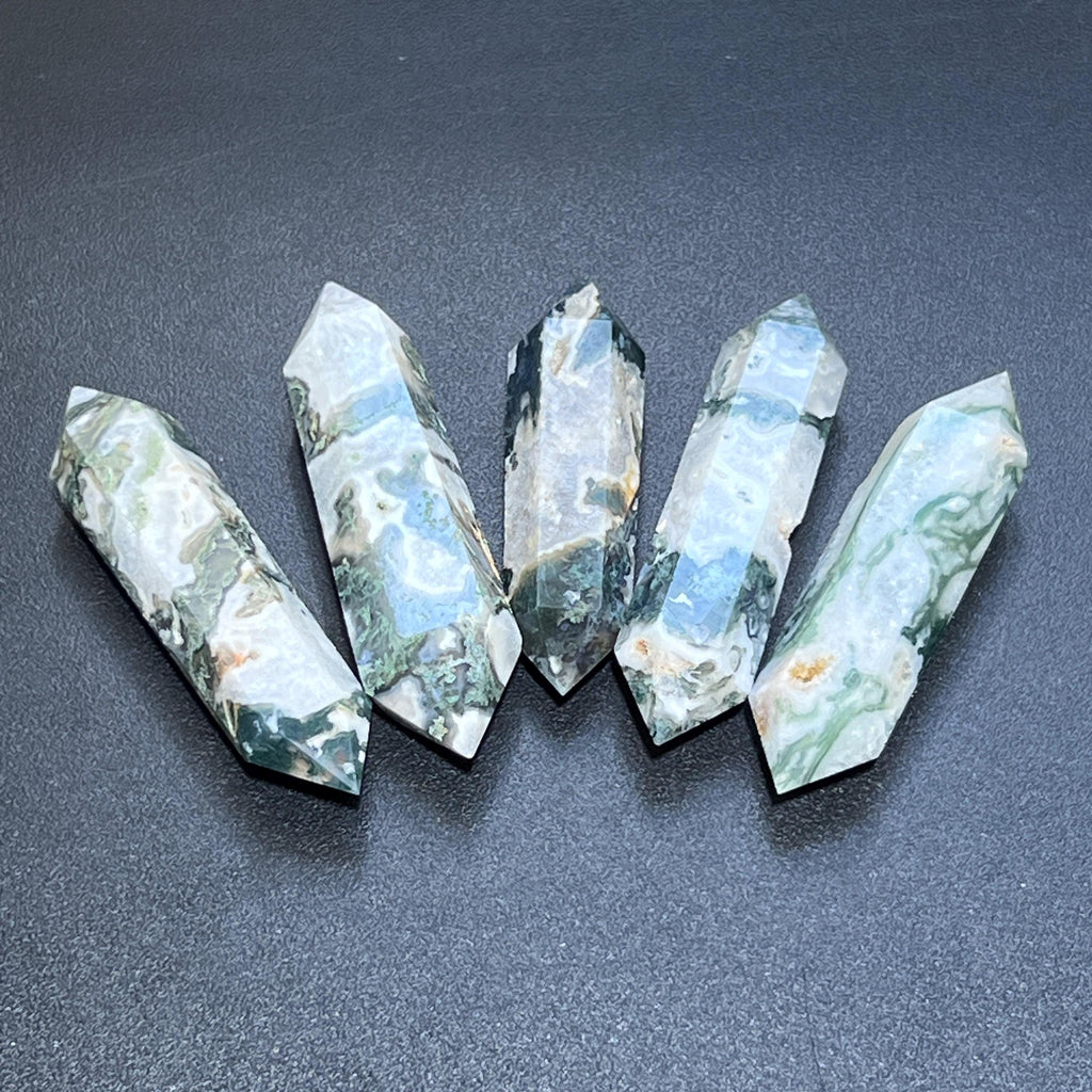 Large Moss Agate Double Point Crystal Carving Amazing Crystals