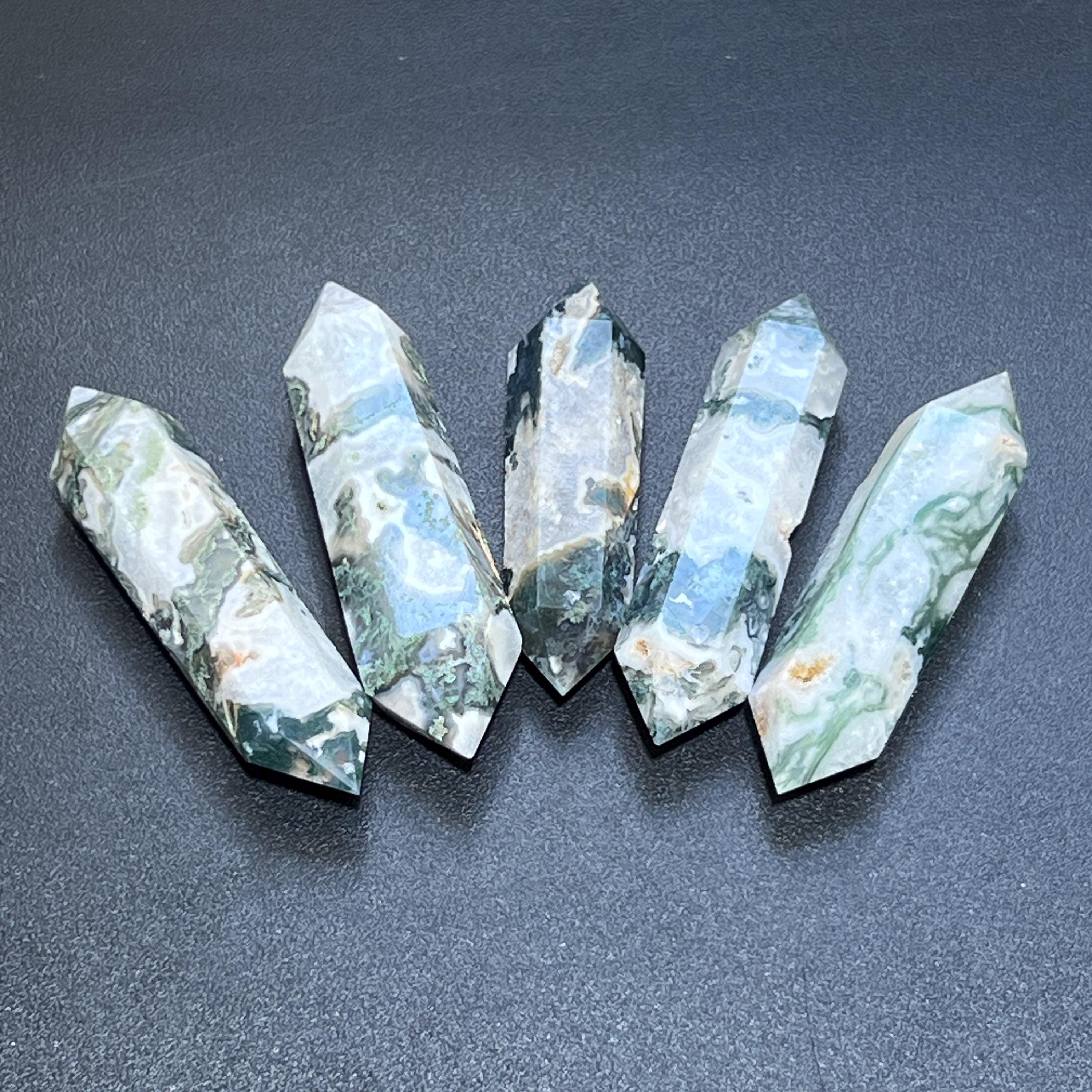 Large Moss Agate Double Point Crystal Carving Amazing Crystals