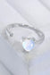 Inlaid Moonstone Heart Adjustable Open Ring