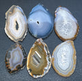 Natural Gray Brown Drilled Agate Slice (2mm Hole)(Non-Plated Edges) Gemstone Decor Craft Supplies Amazing Crystals
