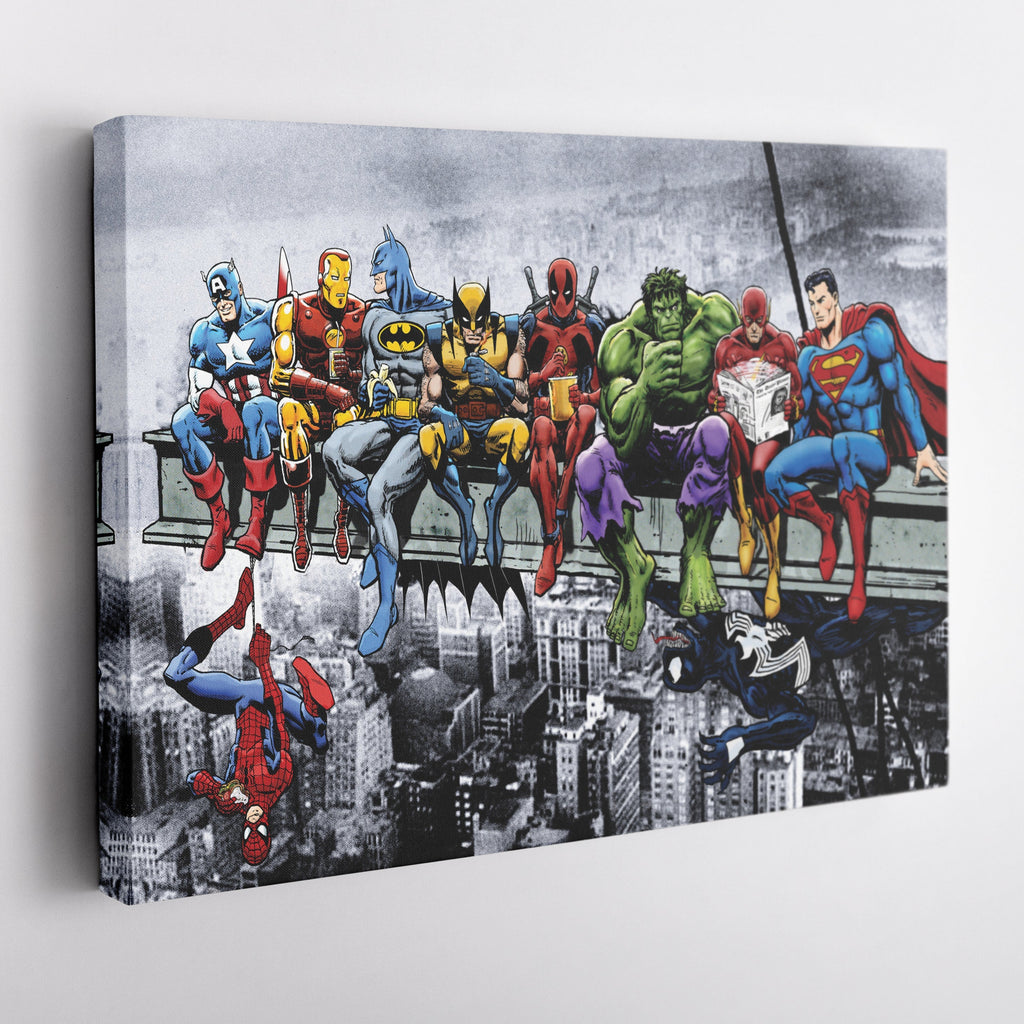 Superheroes Skyscraper Canvas – Marvel & DC Wall Art for Kids CanvasBlackArt