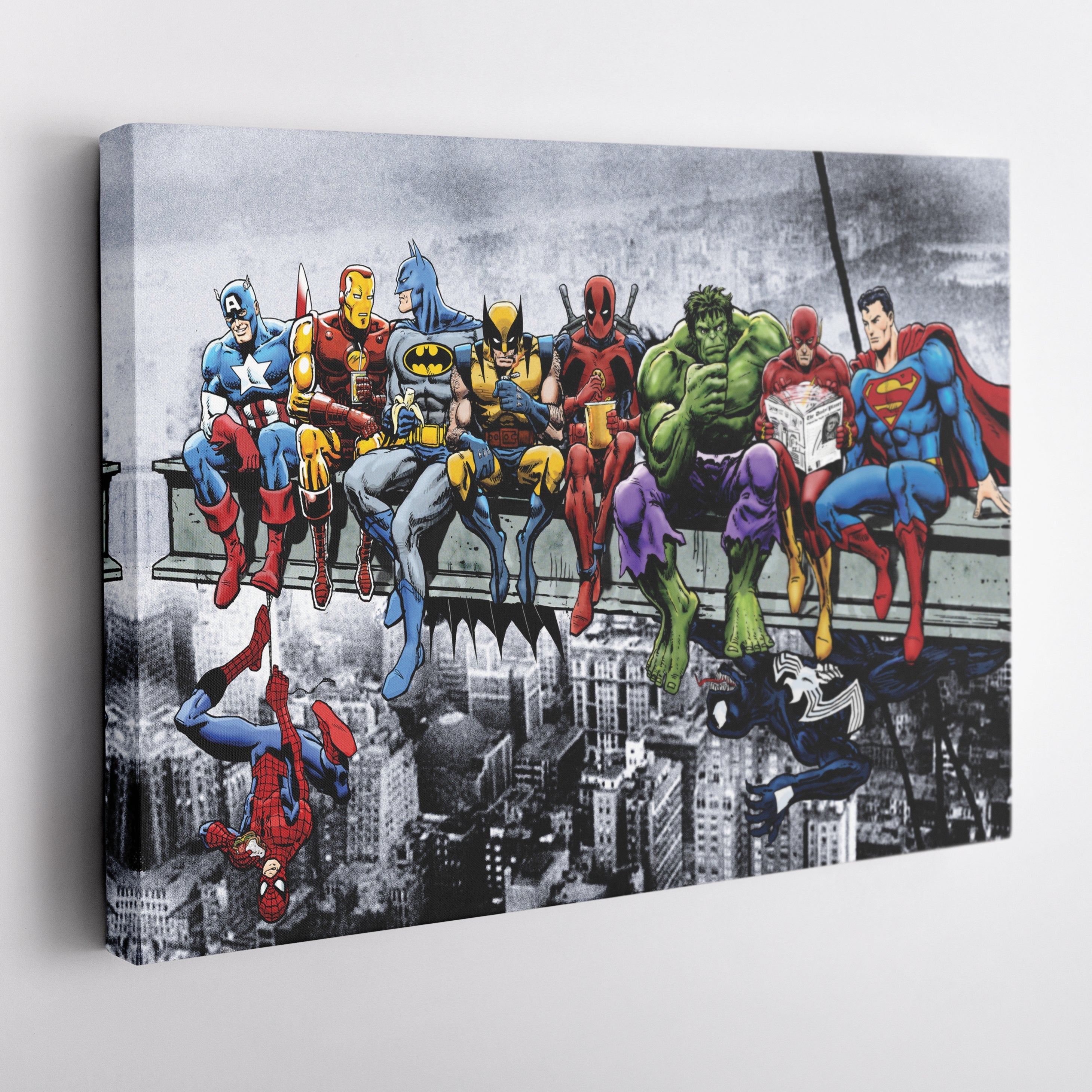 Superheroes Skyscraper Canvas – Marvel & DC Wall Art for Kids CanvasBlackArt