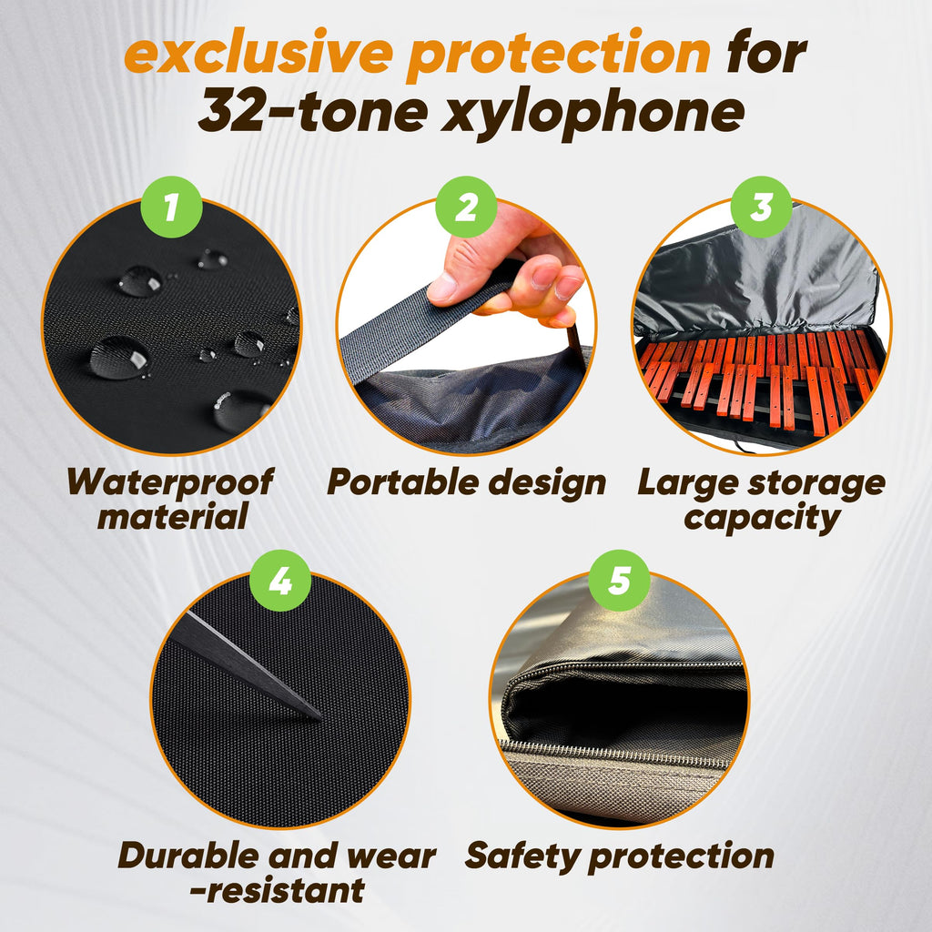 37 Note Xylophone Professional Wooden Glockenspiel Xylophone With Height Adjustable Stand,4 Mallets,Hand Bell and Carry Bag (40.6 inch) MindFreakArtistry