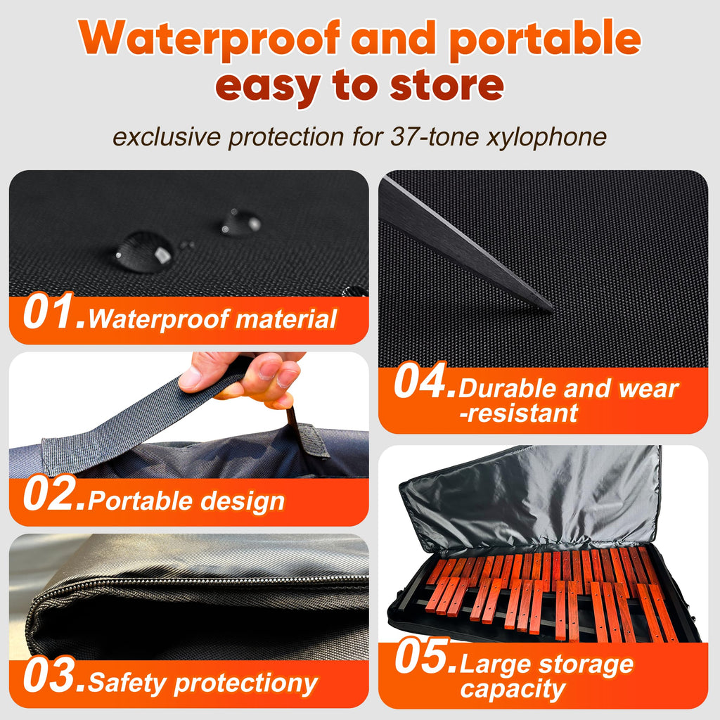 37 Note Xylophone Professional Wooden Glockenspiel Xylophone With Height Adjustable Stand,4 Mallets,Hand Bell and Carry Bag (40.6 inch) MindFreakArtistry