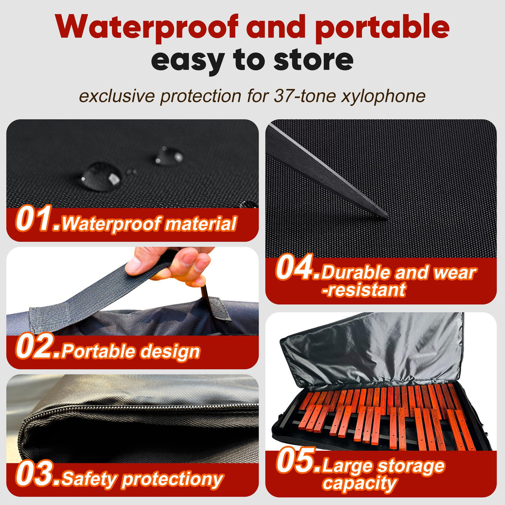 37 Note Xylophone Professional Wooden Glockenspiel Xylophone With Height Adjustable Stand,4 Mallets,Hand Bell and Carry Bag (40.6 inch) MindFreakArtistry