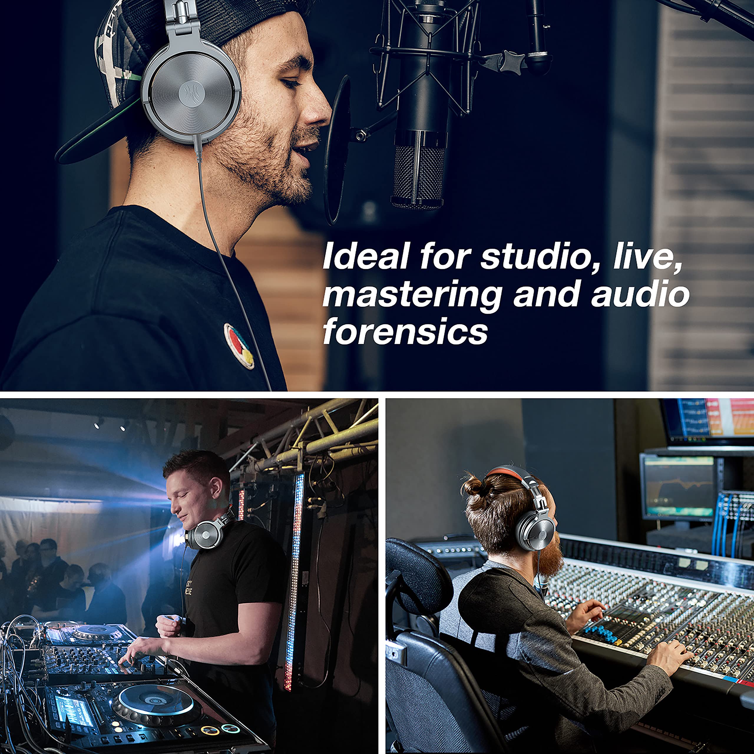 OneOdio Hi-Res Over Ear Headphones for Studio Monitoring and Mixing, Sound Isolation, Protein Leather Earcups, 50mm Driver Unit, Wired Headphones for AMP Guitar Keyboard (Pro-50 Metallic Blue) MindFreakArtistry