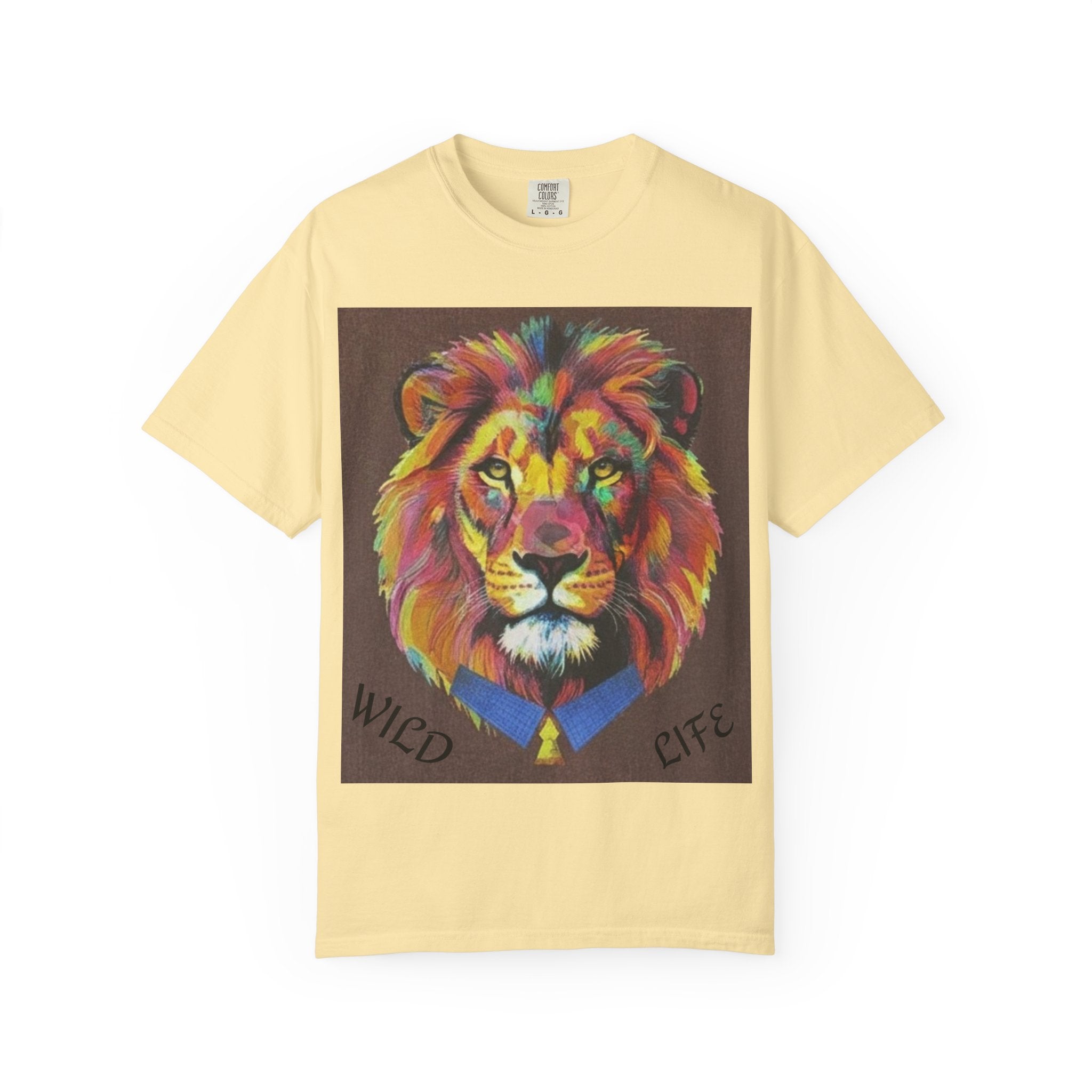 Wild Life Lion Portrait T-Shirt — Colorful Retro Primate Graphic Tee The Vibez Shop