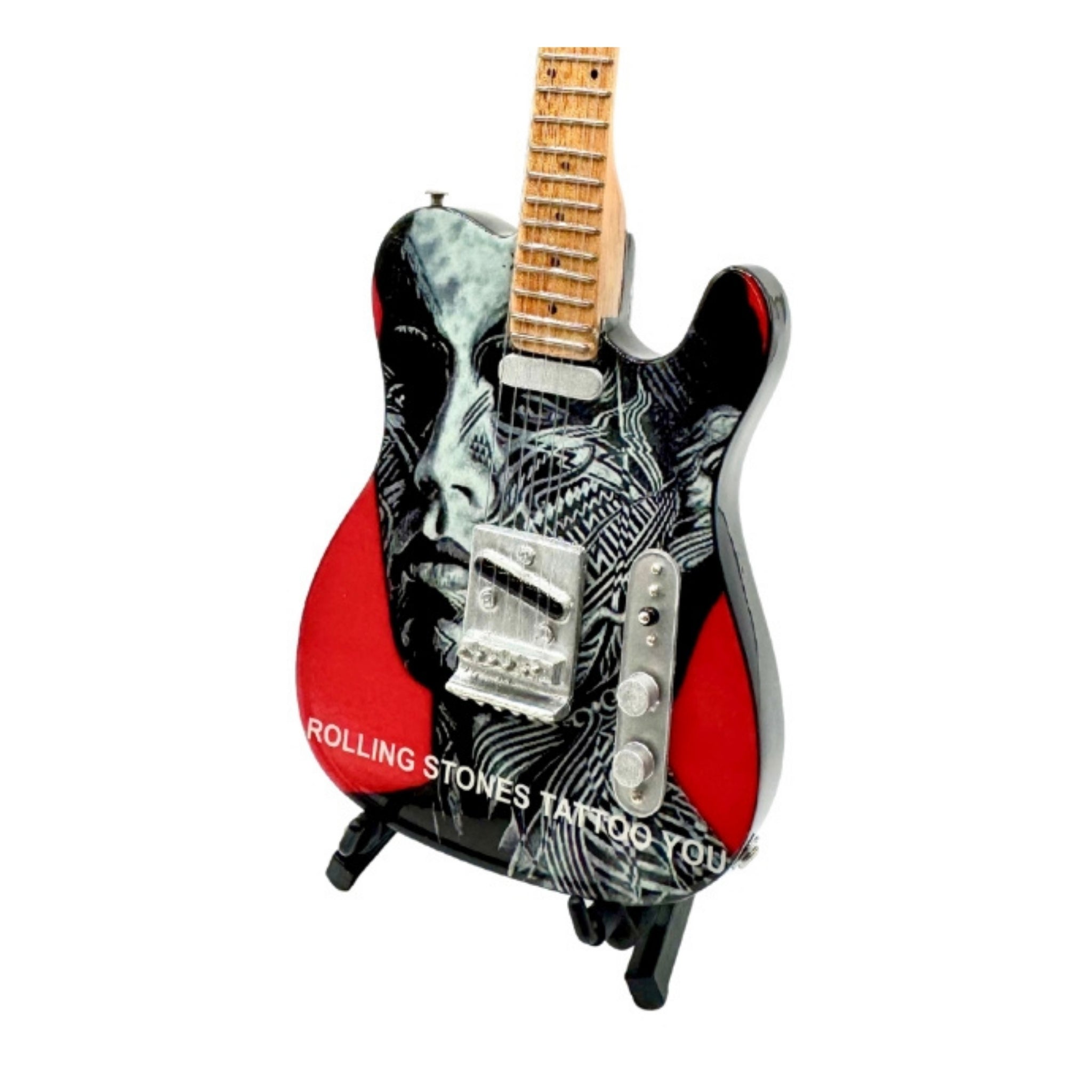 The Rolling Stones "Tongue and Lips" and "Tattoo You" Collectible Miniature Guitar Set The Mini Axe