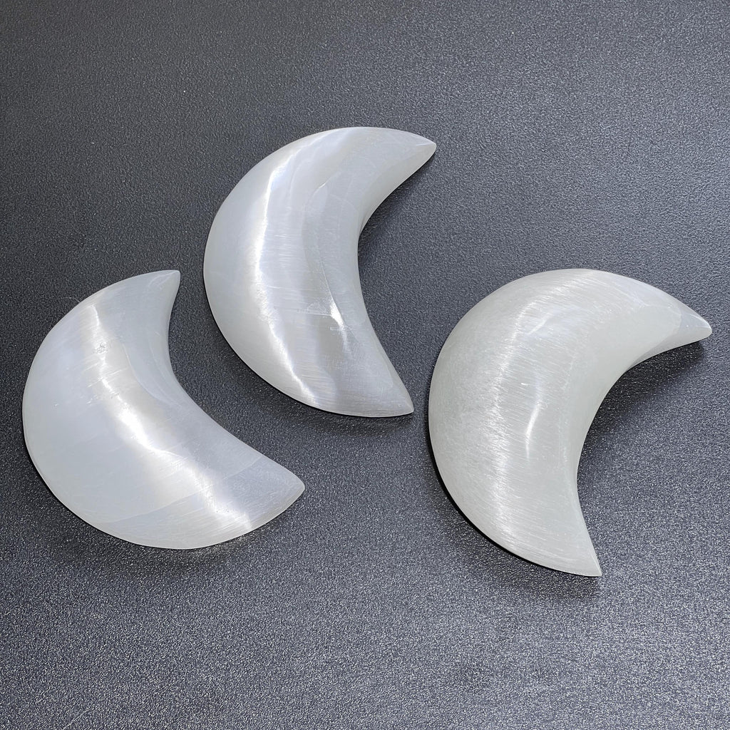 Selenite Crystal Puffy Crescent Moon Carving Gemstone Home Decor Supply Amazing Crystals