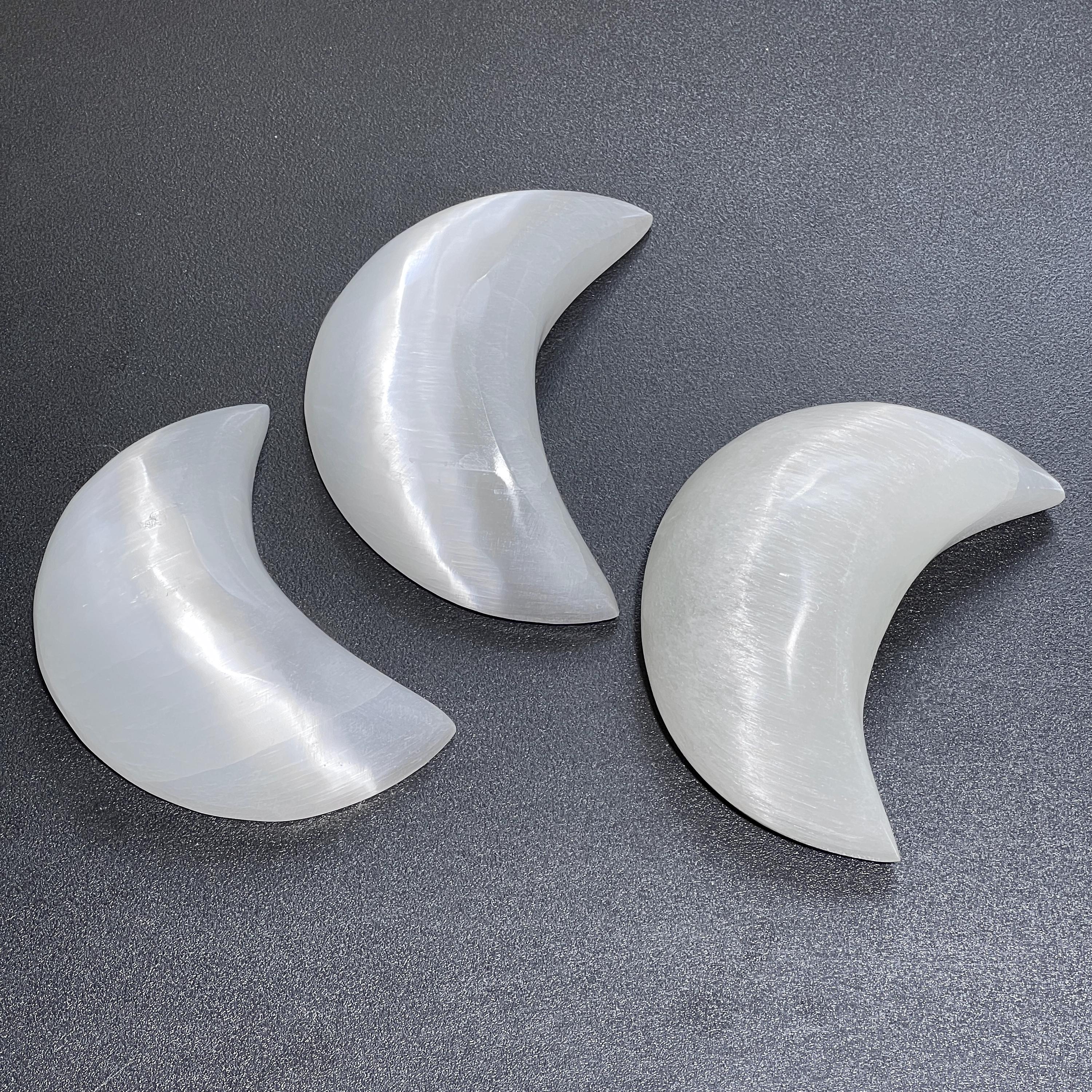 Selenite Crystal Puffy Crescent Moon Carving Gemstone Home Decor Supply Amazing Crystals