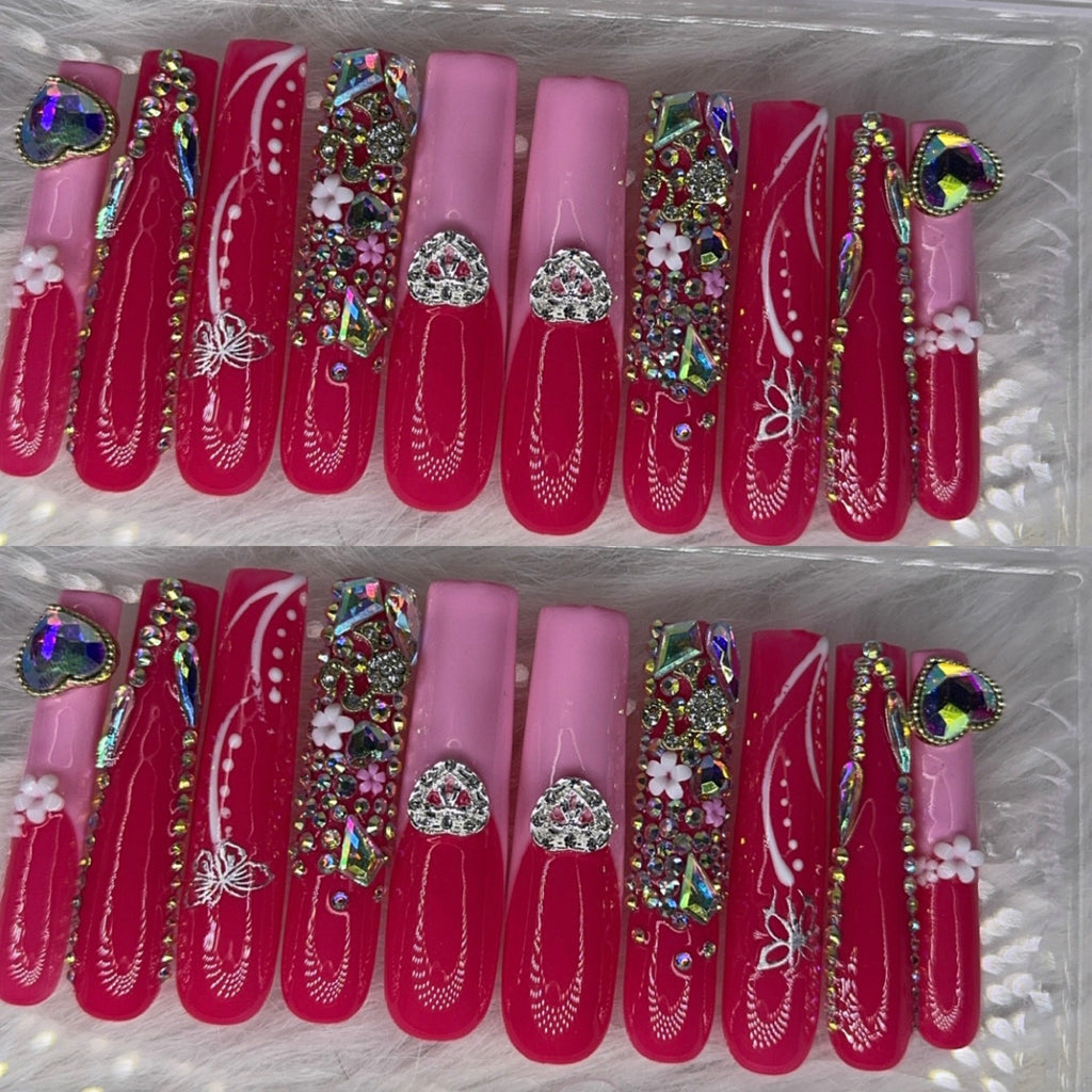 Pink nails acrylic press on nails HOL stores