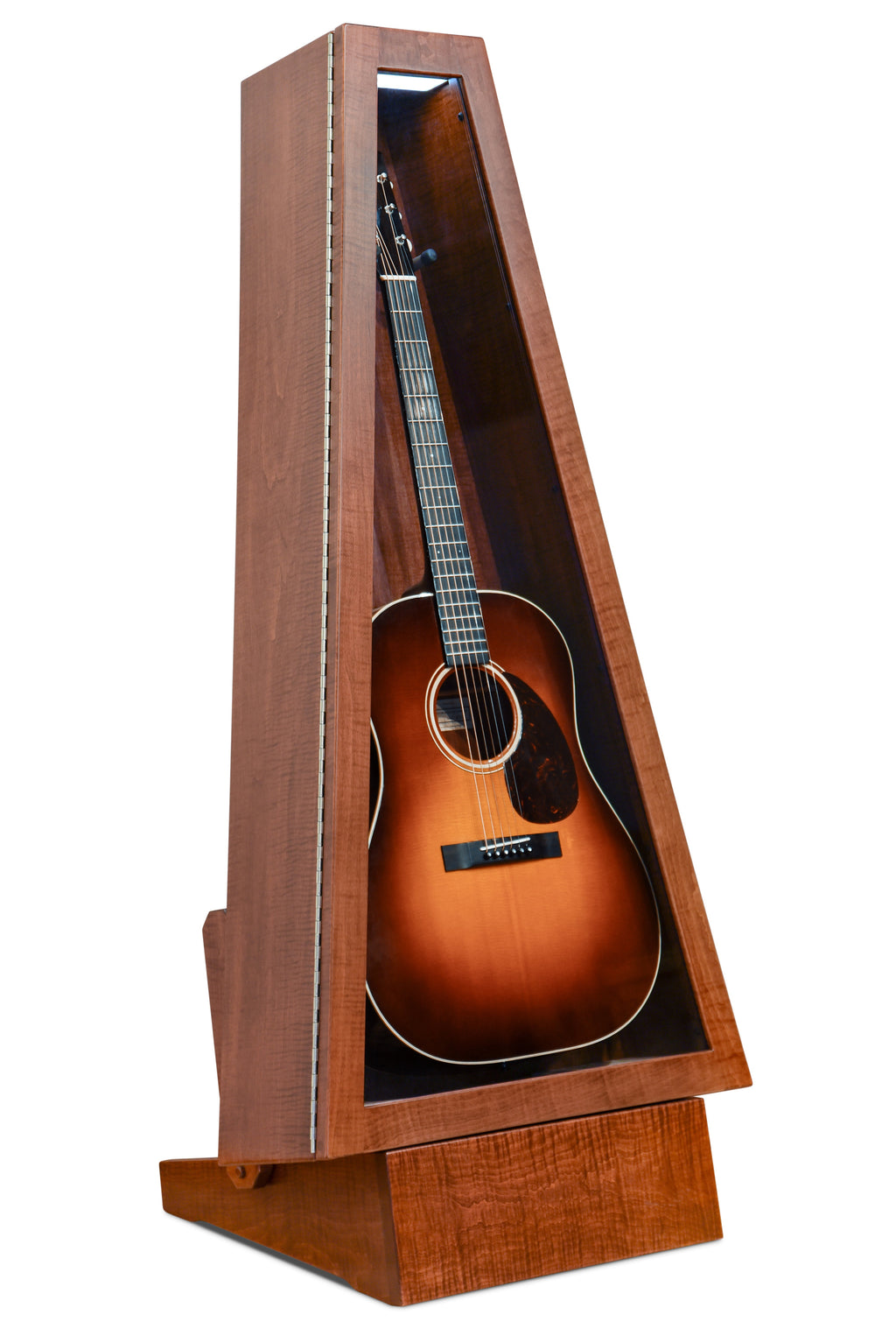 ClimaStand Triangle Humidor with Base - Flame maple with Acres Stain Acoustic Remedy Cases