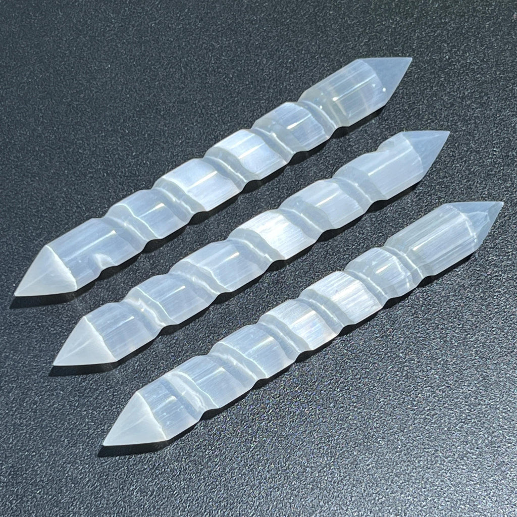 Selenite Crystal Spiral Wand Double Terminated Point Carving Amazing Crystals