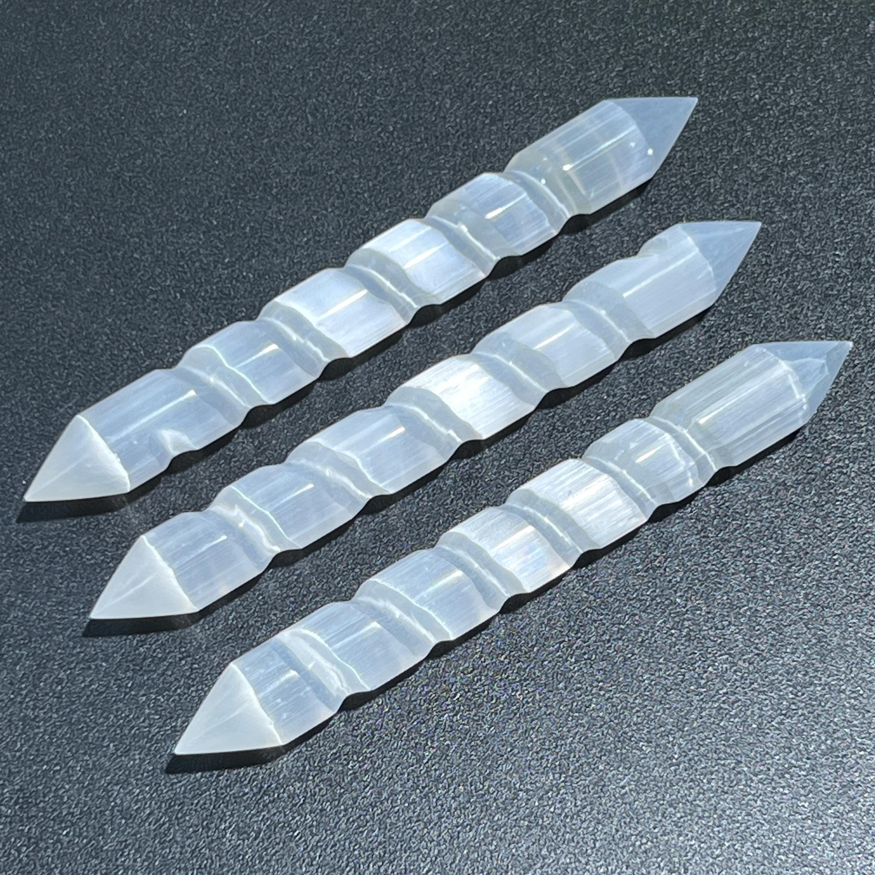 Selenite Crystal Spiral Wand Double Terminated Point Carving Amazing Crystals