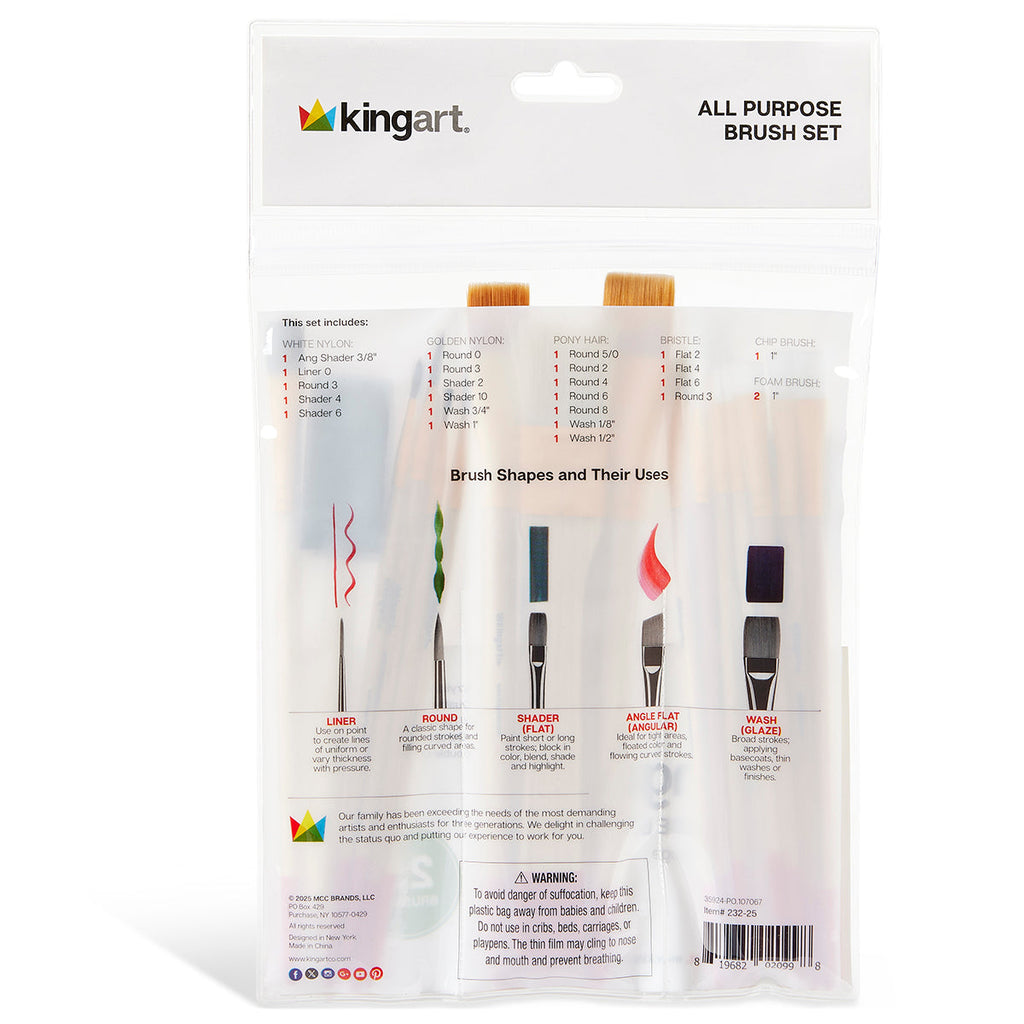 Studio Brush Set Multi-Purpose - 25 Pieces KINGART