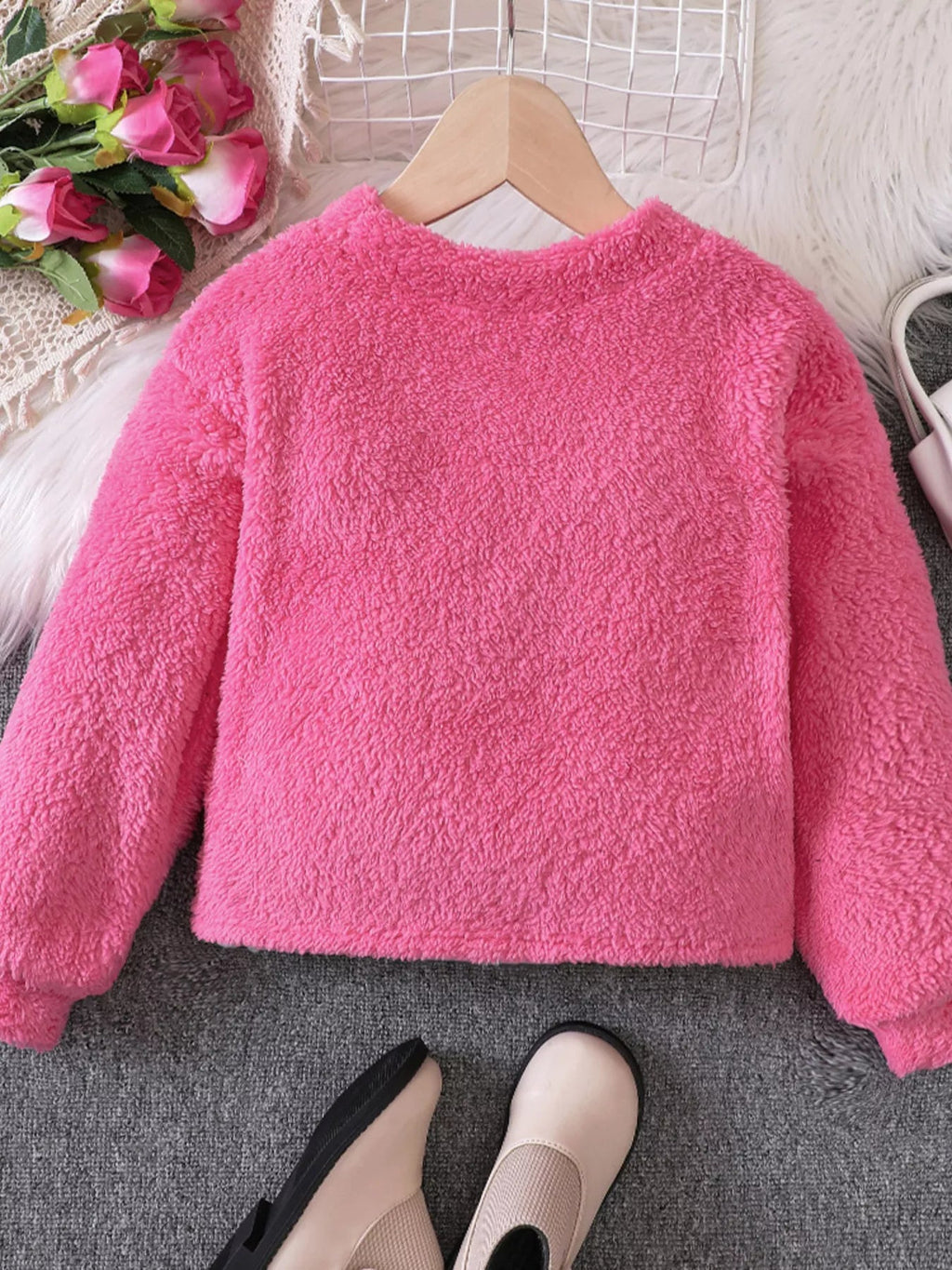 Toddler Girls Love Round Neck Fuzzy Sweatshirt NicholesGifts
