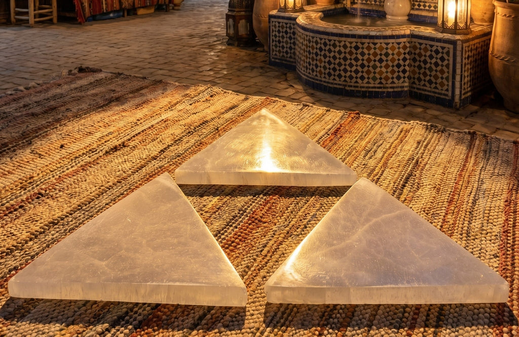 Selenite Satin Spar Crystal Triangle Plate Carving (6 inch) Amazing Crystals