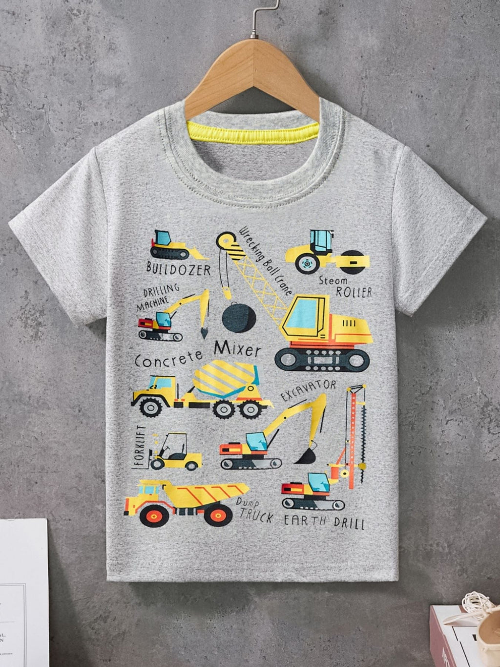 Toddler Boys and Boys Construction Vehicle Crew Neck Short Sleeve T-Shirt NicholesGifts