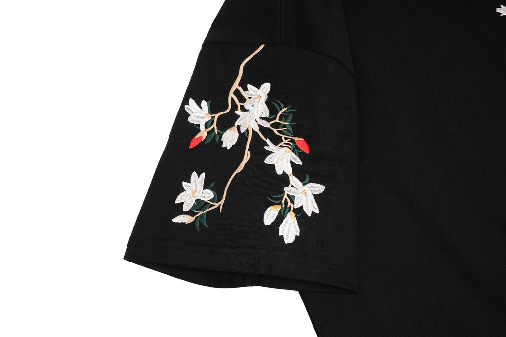 ET513 Flower and Birds Embroidered Tee Niepce