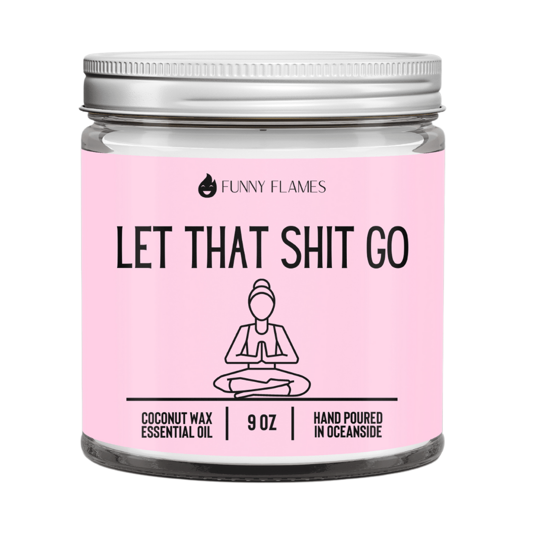 Let That Shit Go (pink) - Funny lavender scented candle (9 oz) Fashion Hut Jewelry