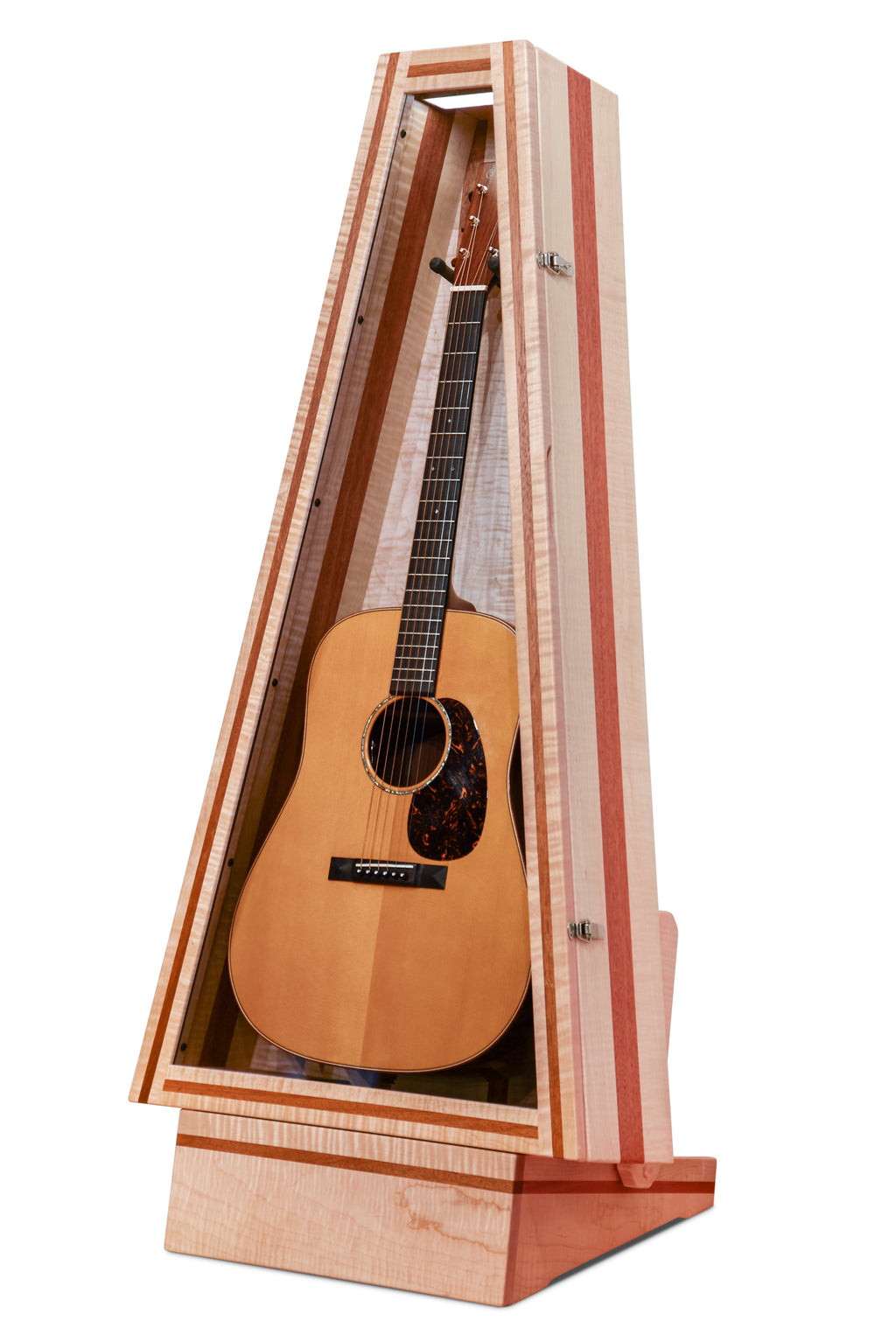 ClimaStand Triangle Humidor with Base - Flamed Maple with Mahogany Acoustic Remedy Cases