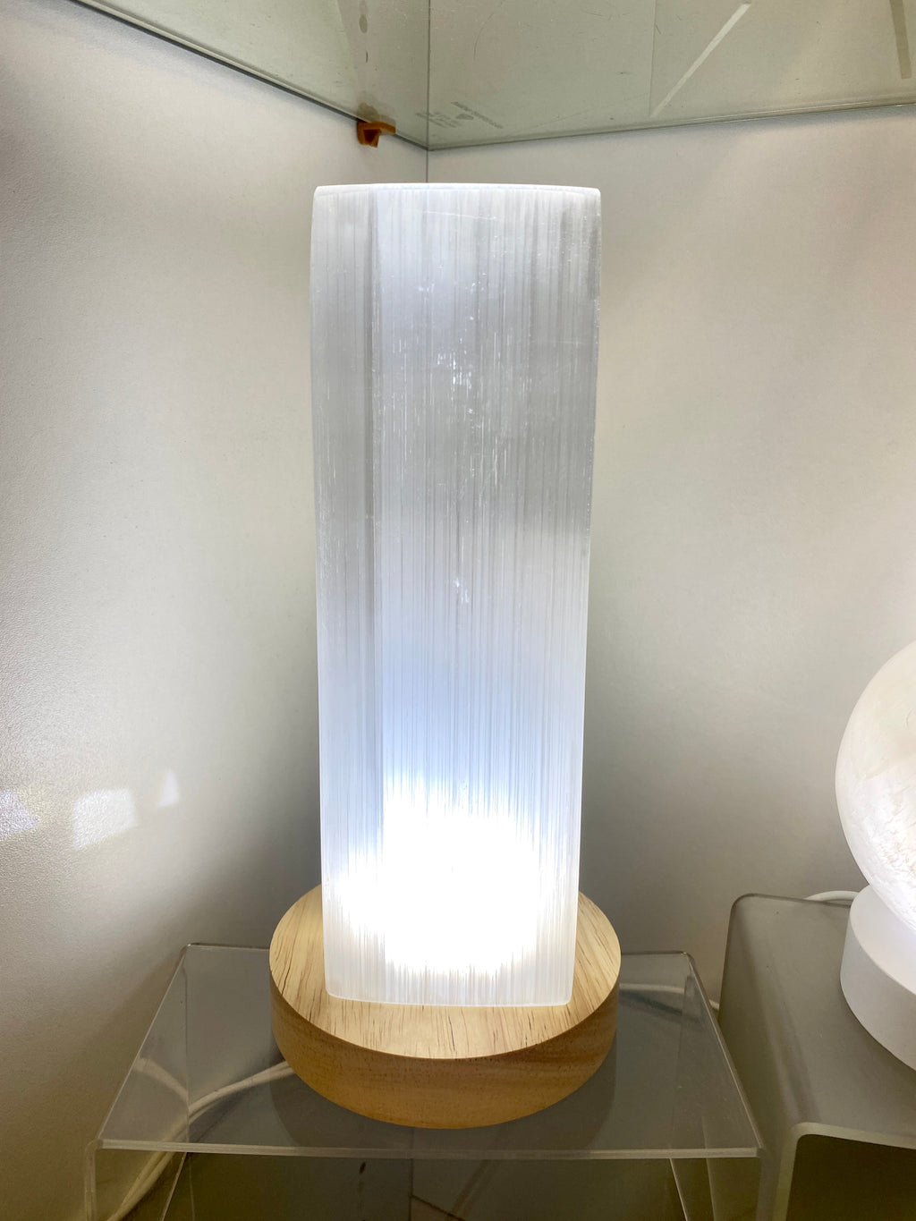 Selenite Lamp 8” Rectangle | Satin Spar Cleansing Crystal Curious Muse Crystals