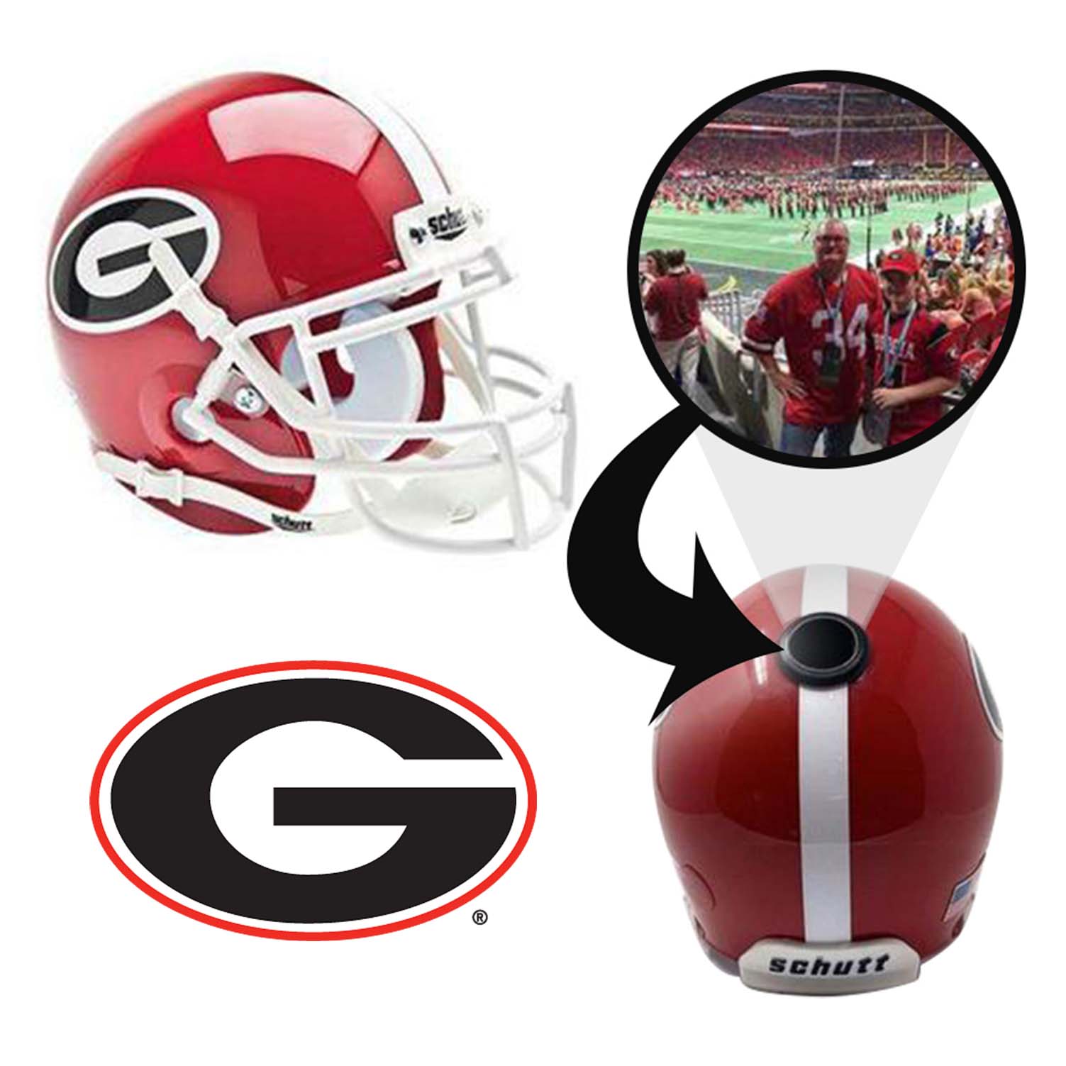 Georgia Bulldogs College Football Collectible Mini Helmet - Picture Inside Fanz Collectibles