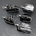 Raw Black Tourmaline Crystal Pendant (Silver Plated Wire Wrapped) Rough Gemstone Jewelry Necklace Supply Amazing Crystals
