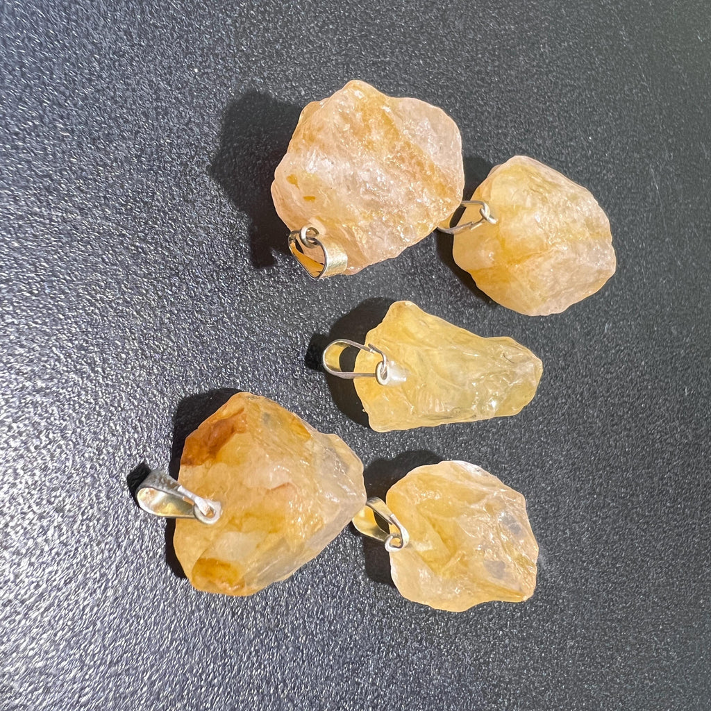 Raw Golden Healer Quartz Crystal Small Petite Pendant (Silver Plated Bail) Rough Jewelry Supply Necklace Charm Amazing Crystals