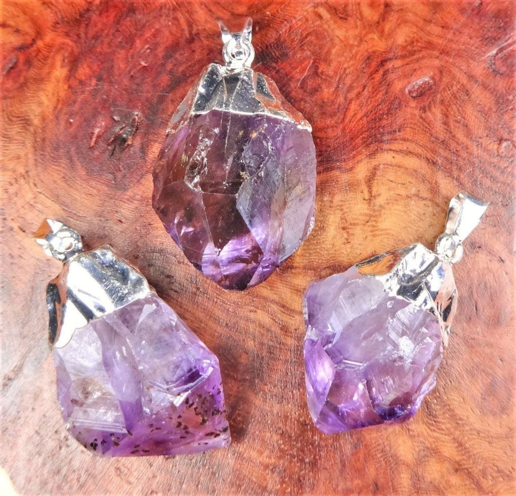 Purple Amethyst Crystal Point Pendant (Silver Plated) Wholesale Amazing Crystals