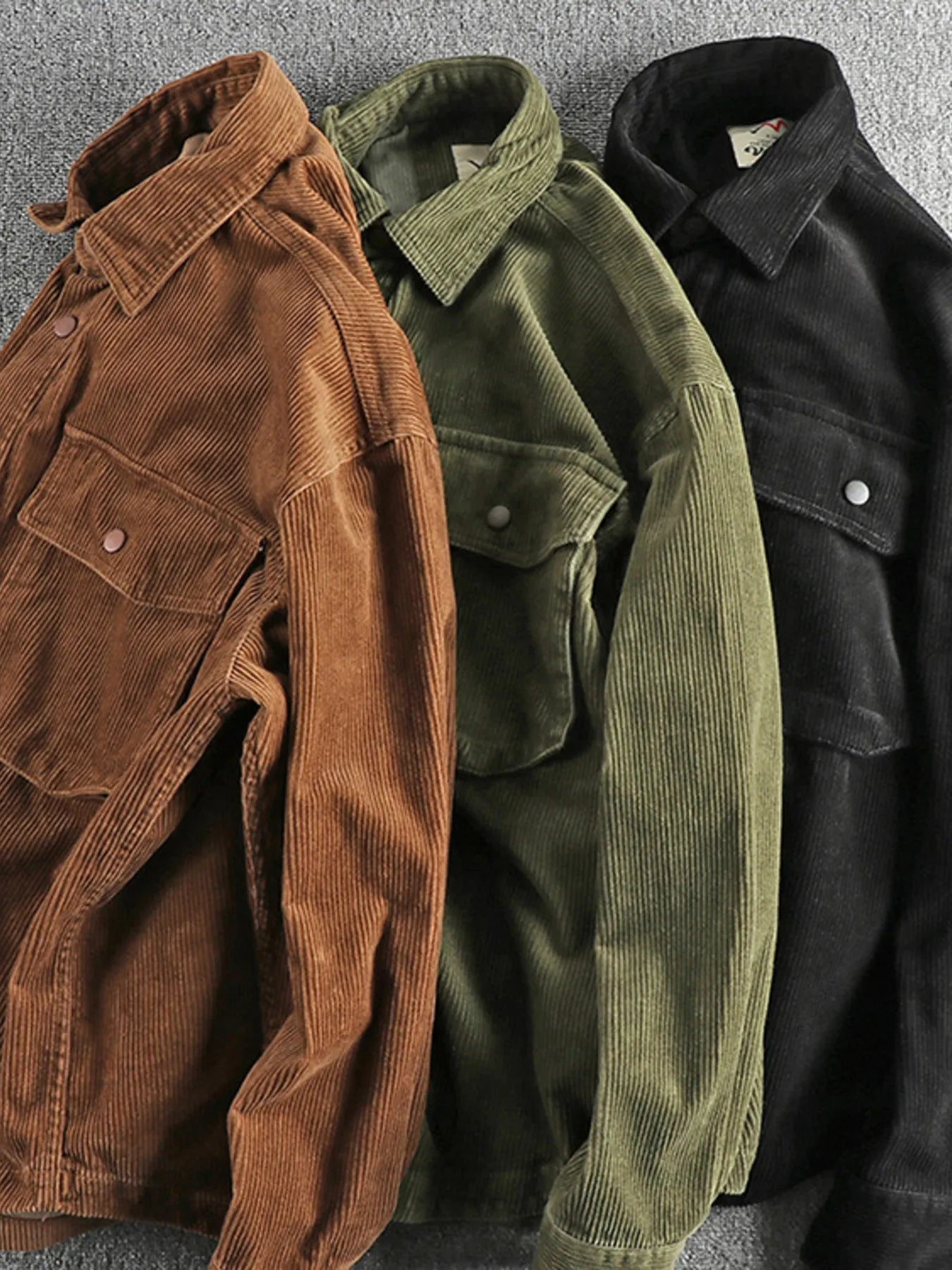 Men's Plus Size Corduroy Button Up Long Sleeve Jacket NicholesGifts