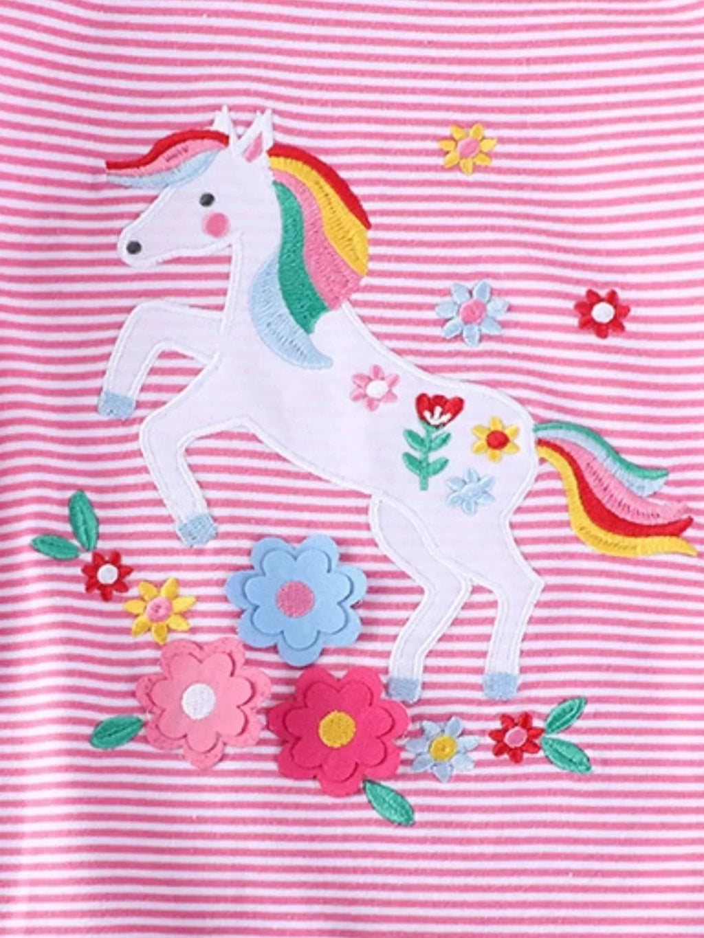 Toddler Girls Unicorn Ruffle Sleeve Striped T-Shirt NicholesGifts
