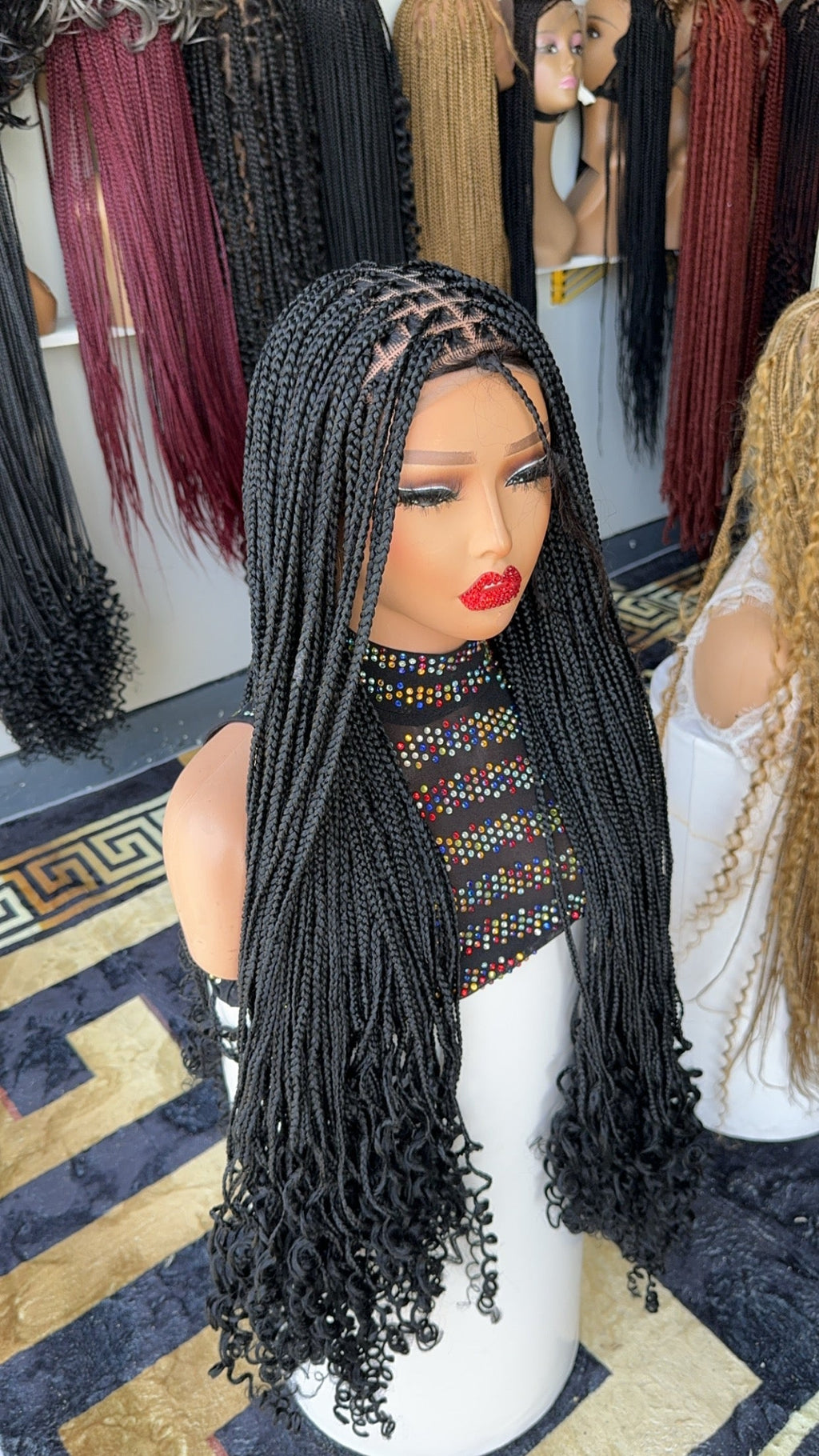 30 inches curly tips knotless braided wig HOL stores