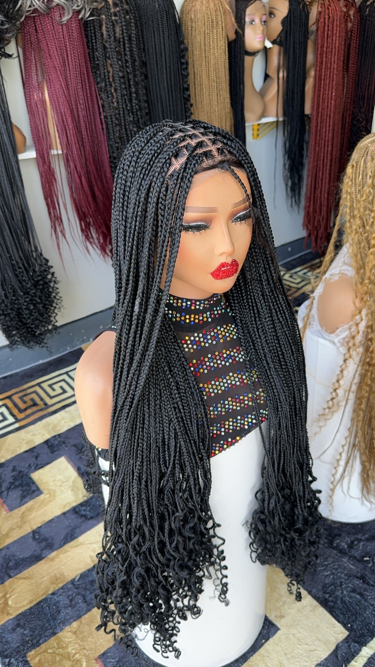30 inches curly tips knotless braided wig HOL stores