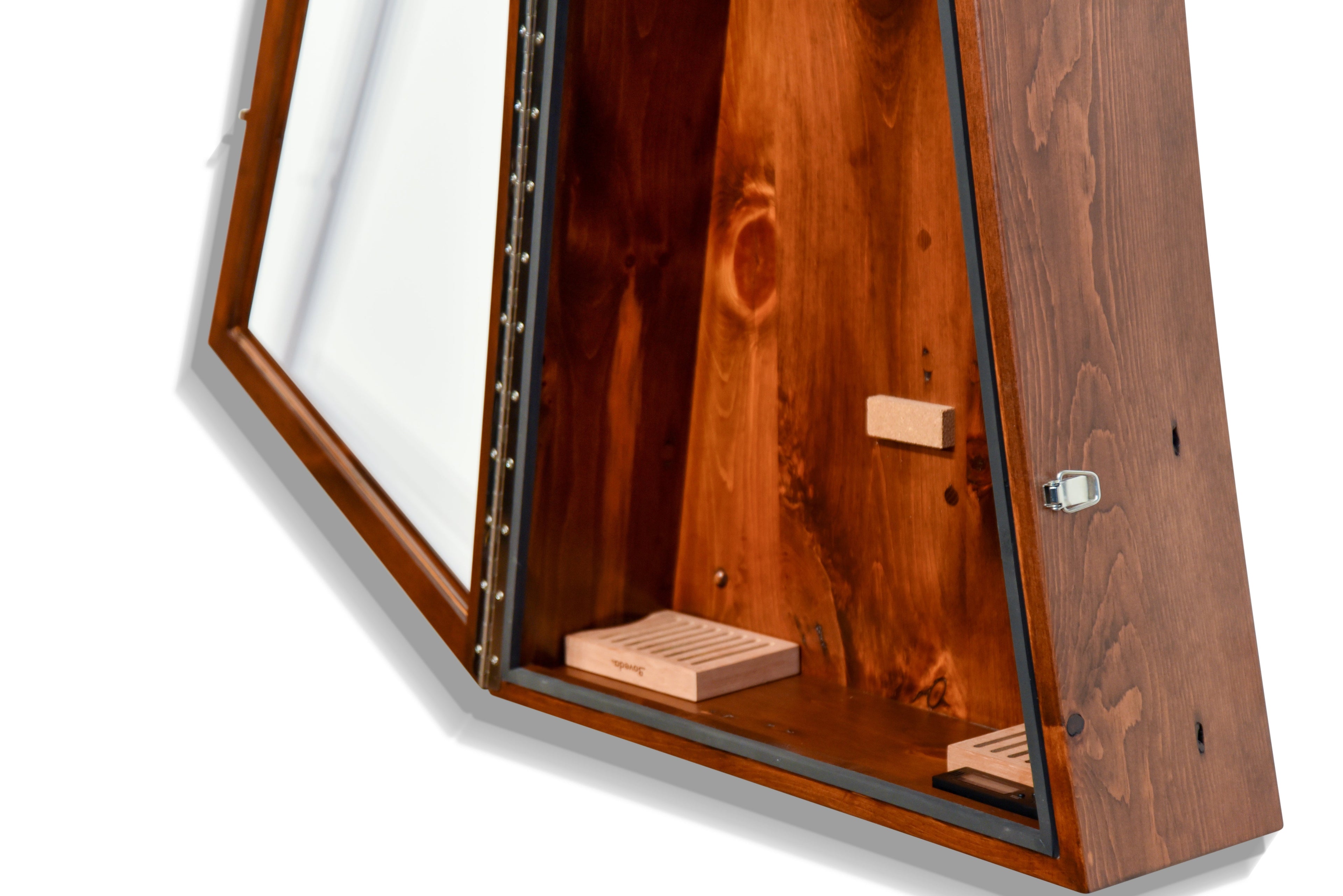 ClimaCase Triangle Humidor - 300 Year Old Reclaimed Wood with Boston Stain Acoustic Remedy Cases