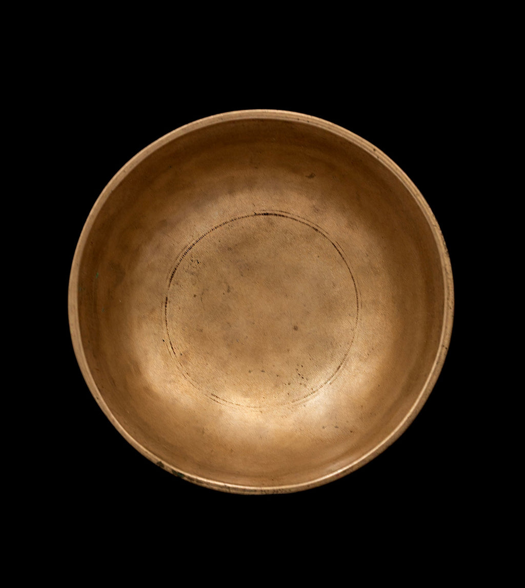 Antique Manipuri Singing Bowl F#4 379Hz 5" A16071 Bodhisattva Trading Company