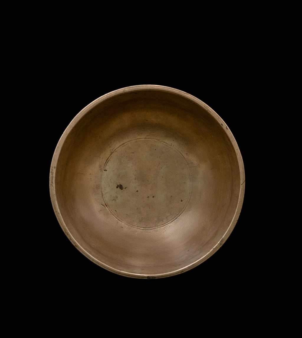 Antique Manipuri Singing Bowl (with Inscription) A#4 457Hz 4 1/2" A16283 Bodhisattva Trading Company