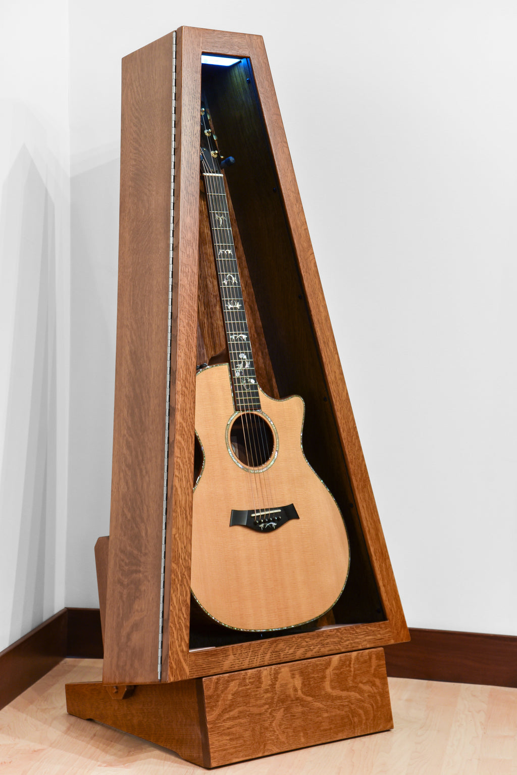 ClimaStand Triangle Humidor with Base - Quartersawn White Oak with Boston Stain Acoustic Remedy Cases