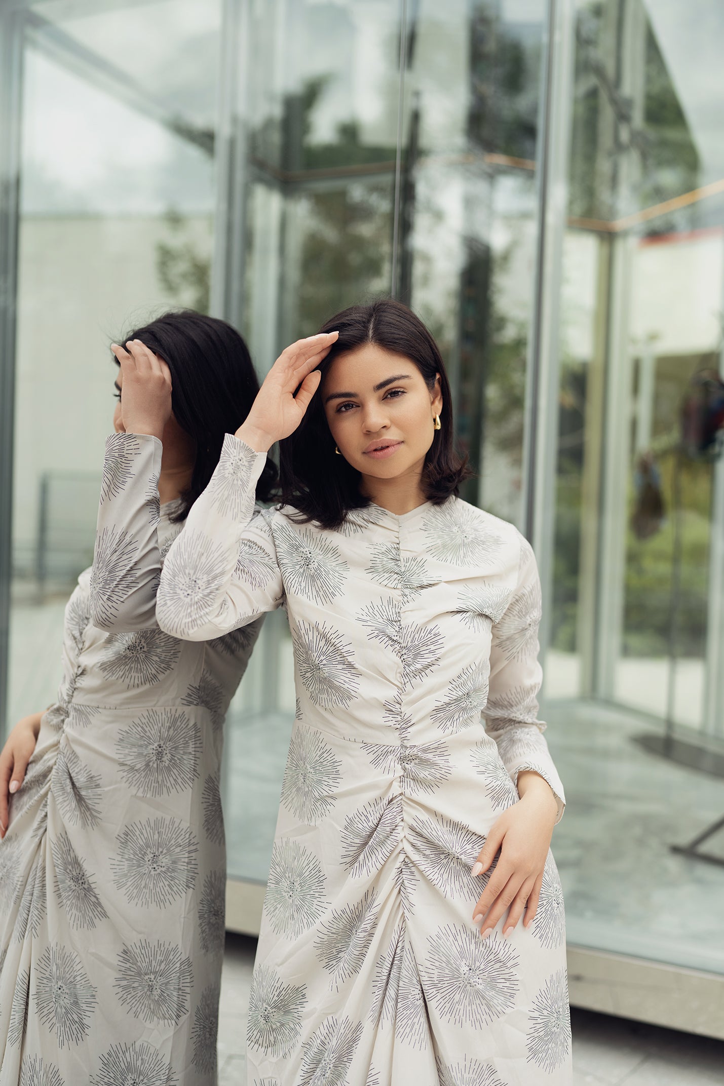 YULIA SHIRRED DRESS IN PAISLEY PRINT profile-nyc