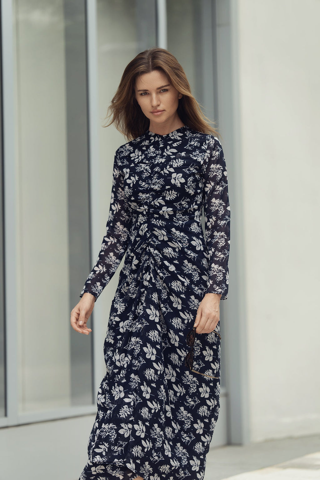 YULIA SHIRRED DRESS IN PAISLEY PRINT profile-nyc
