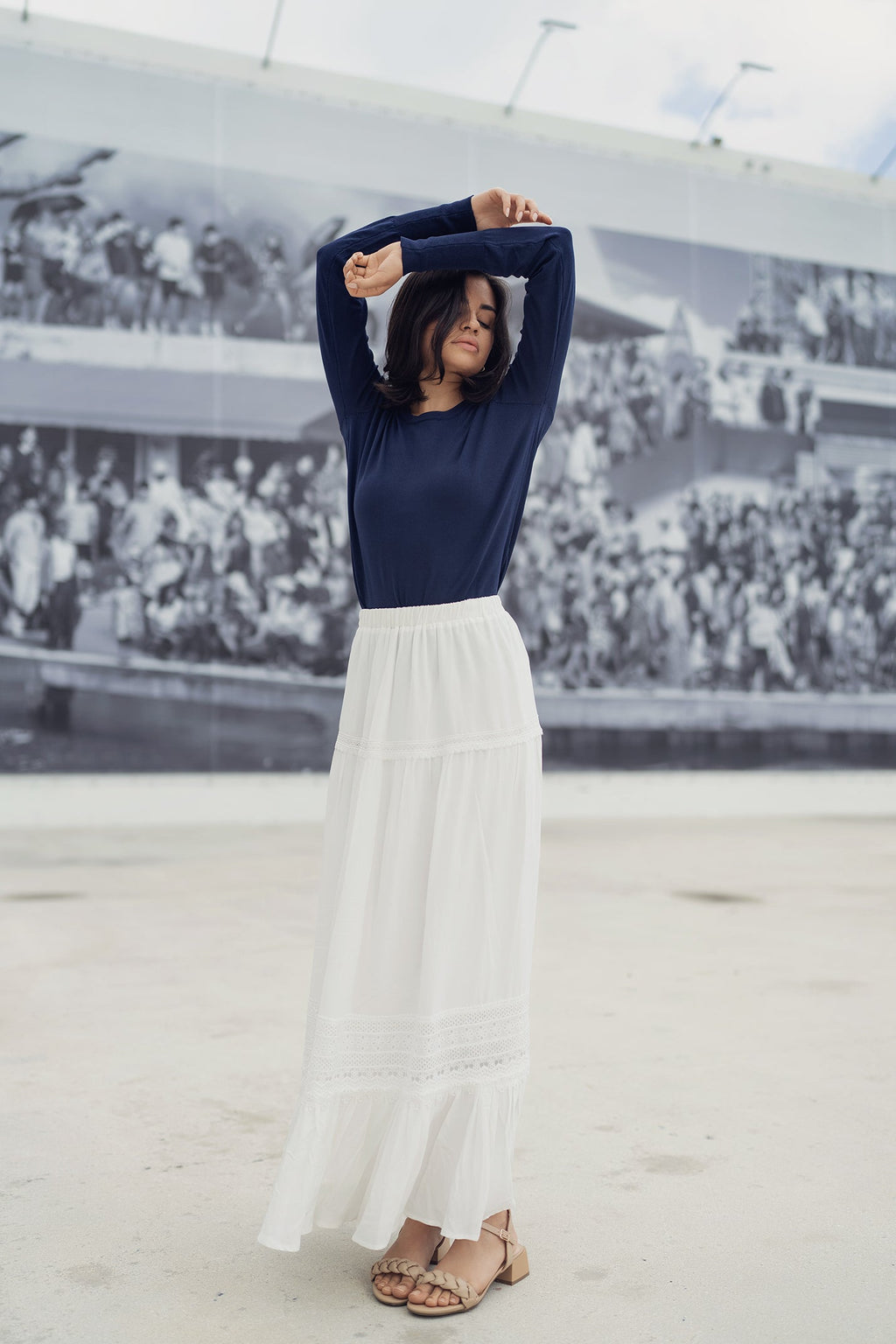 EYELET SKIRT IN WHITE profile-nyc