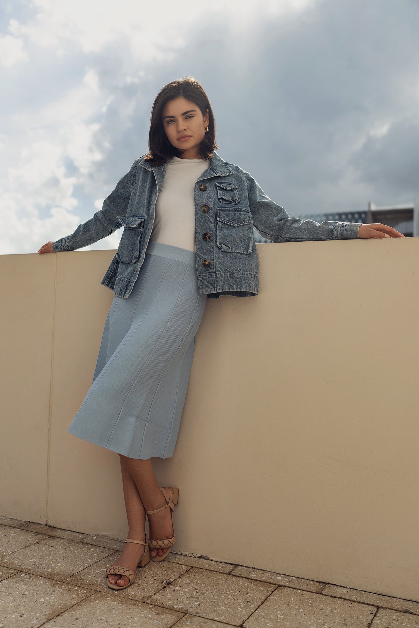 SUMMER SEAM SKIRT IN SKY BLUE profile-nyc