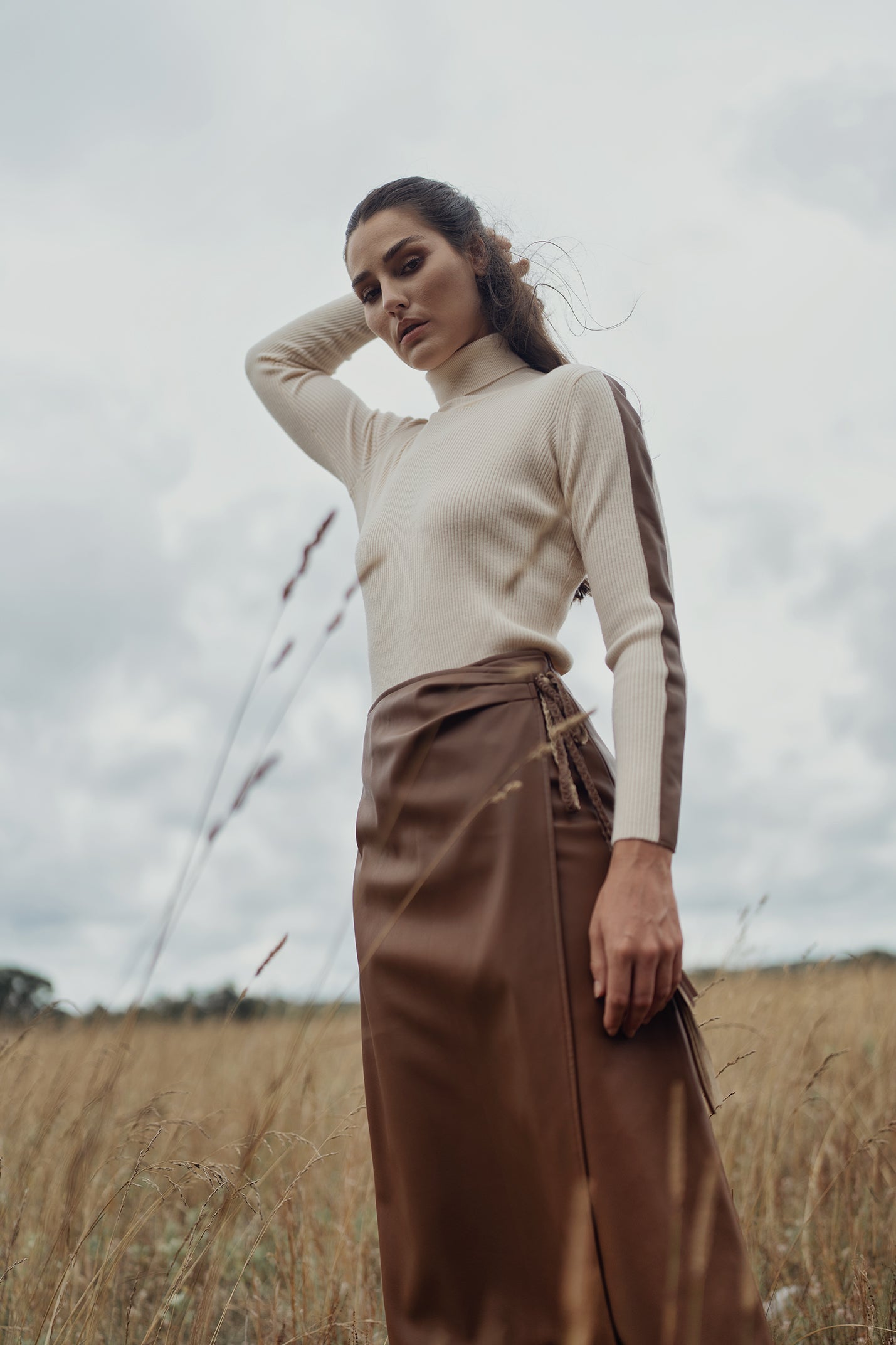 LEATHER FAUX WRAP SKIRT profile-nyc