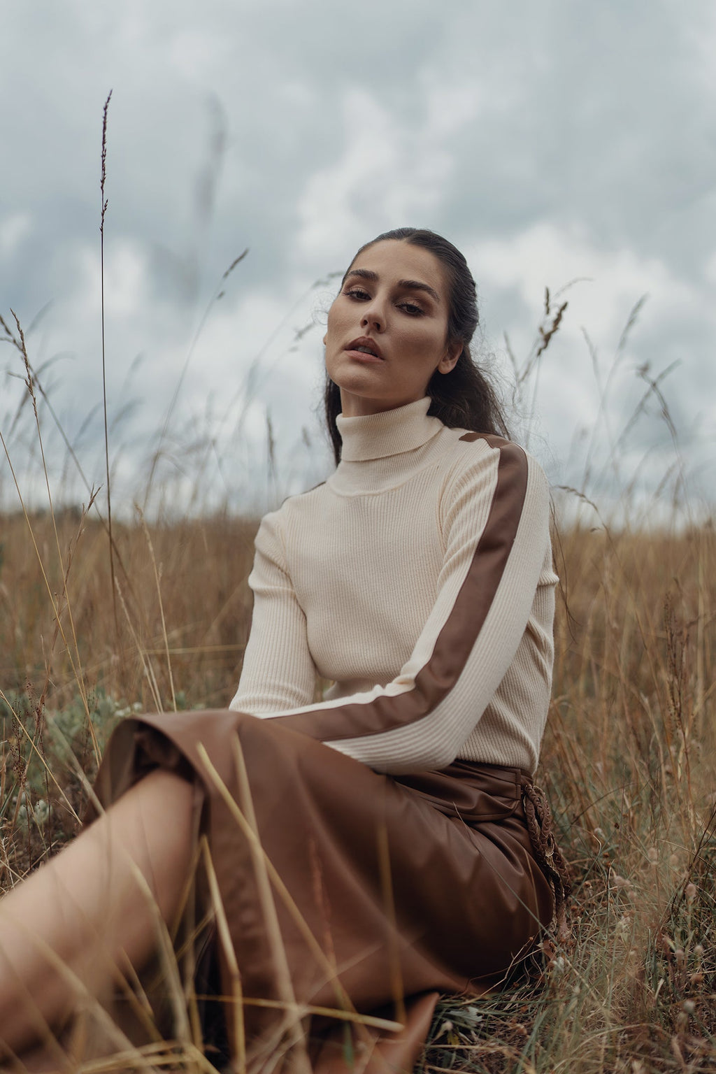 LEATHER FAUX WRAP SKIRT profile-nyc