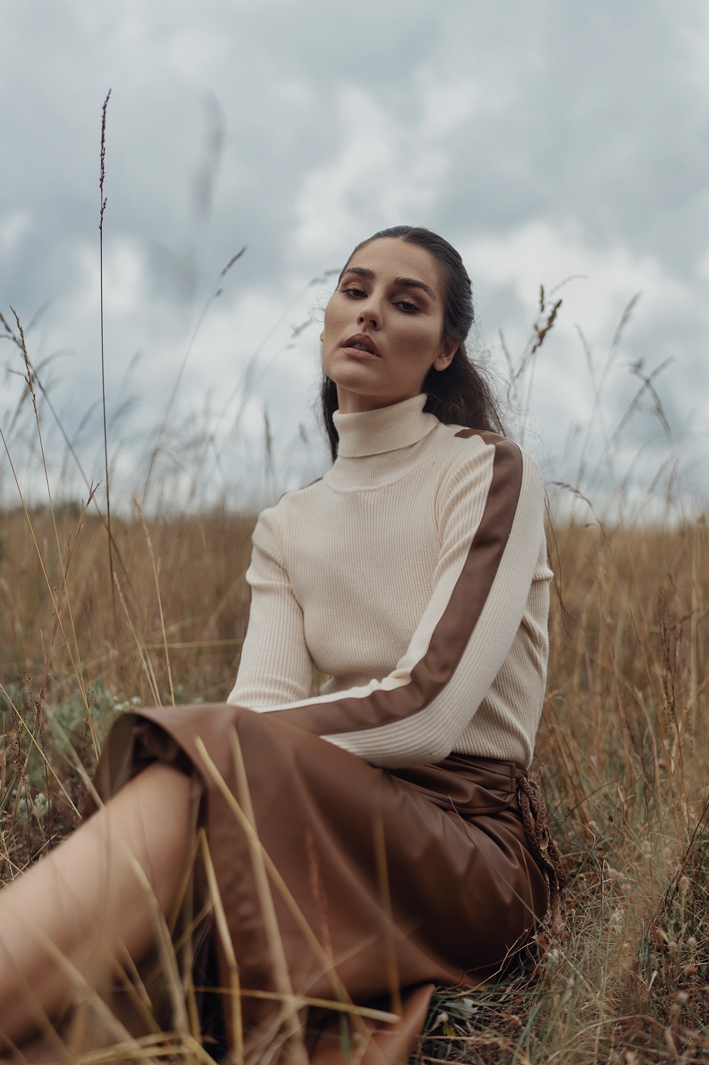 LEATHER FAUX WRAP SKIRT profile-nyc