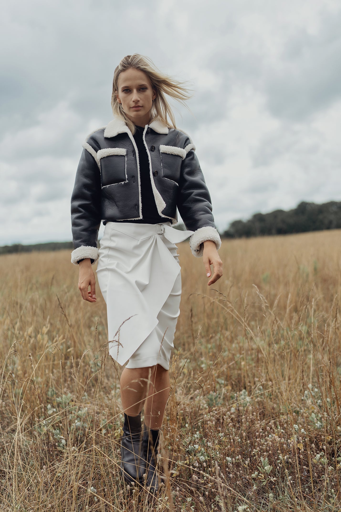 STRAIGHT LEATHER SKIRT WITH BUCKLE profile-nyc