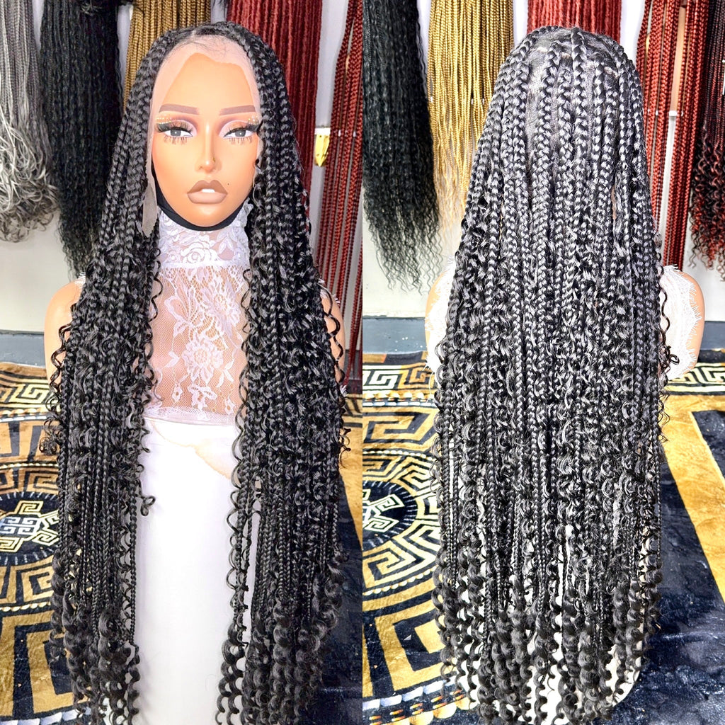 Black Boho knotless braids large knots HOL stores