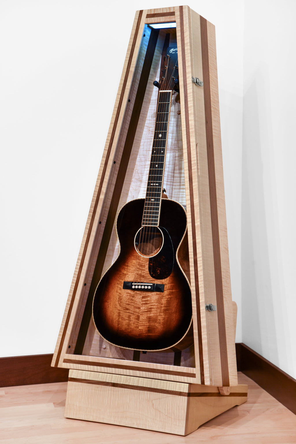 ClimaStand Triangle Humidor with Base - Flamed Maple with Walnut Acoustic Remedy Cases