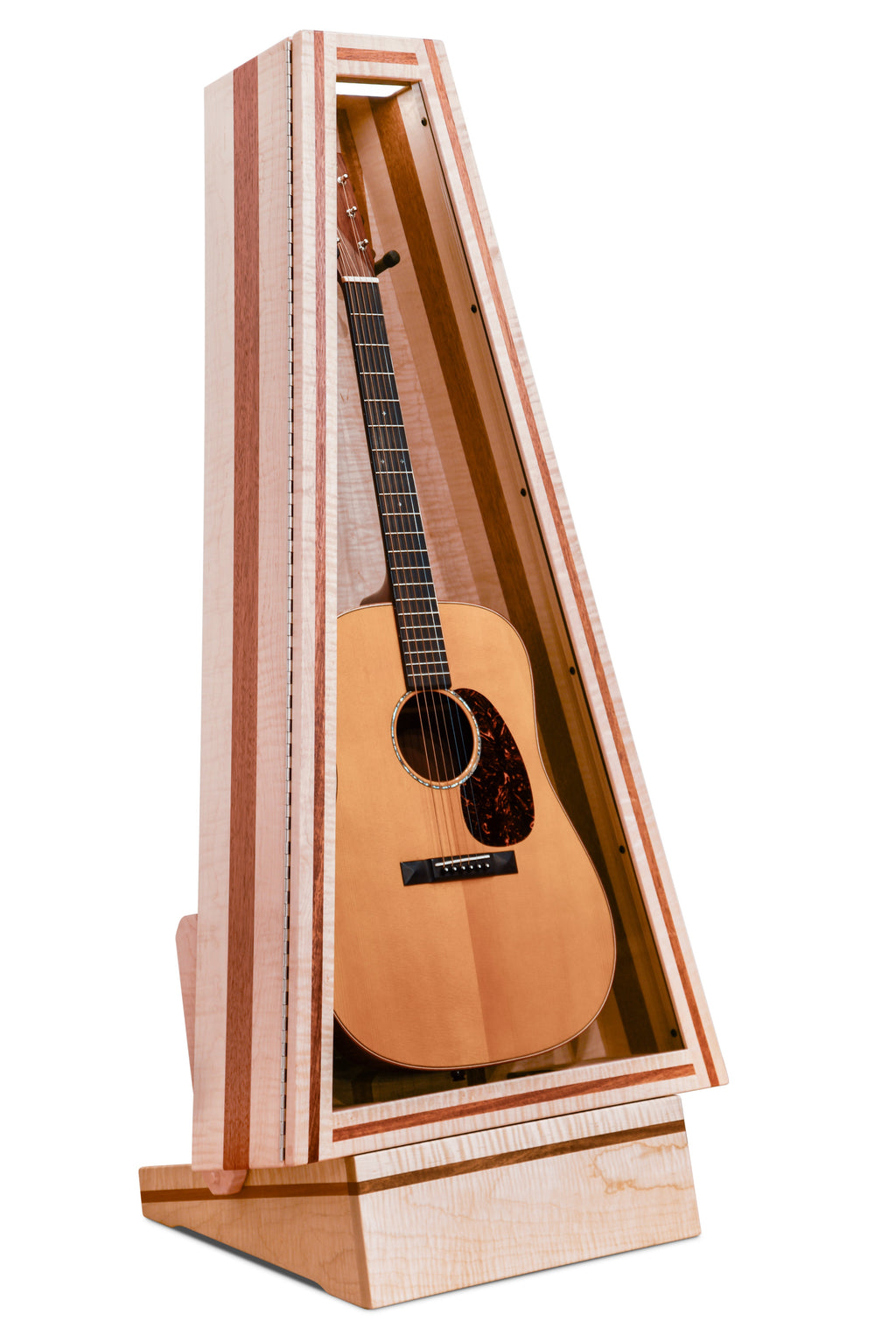 ClimaStand Triangle Humidor with Base - Flamed Maple with Mahogany Acoustic Remedy Cases